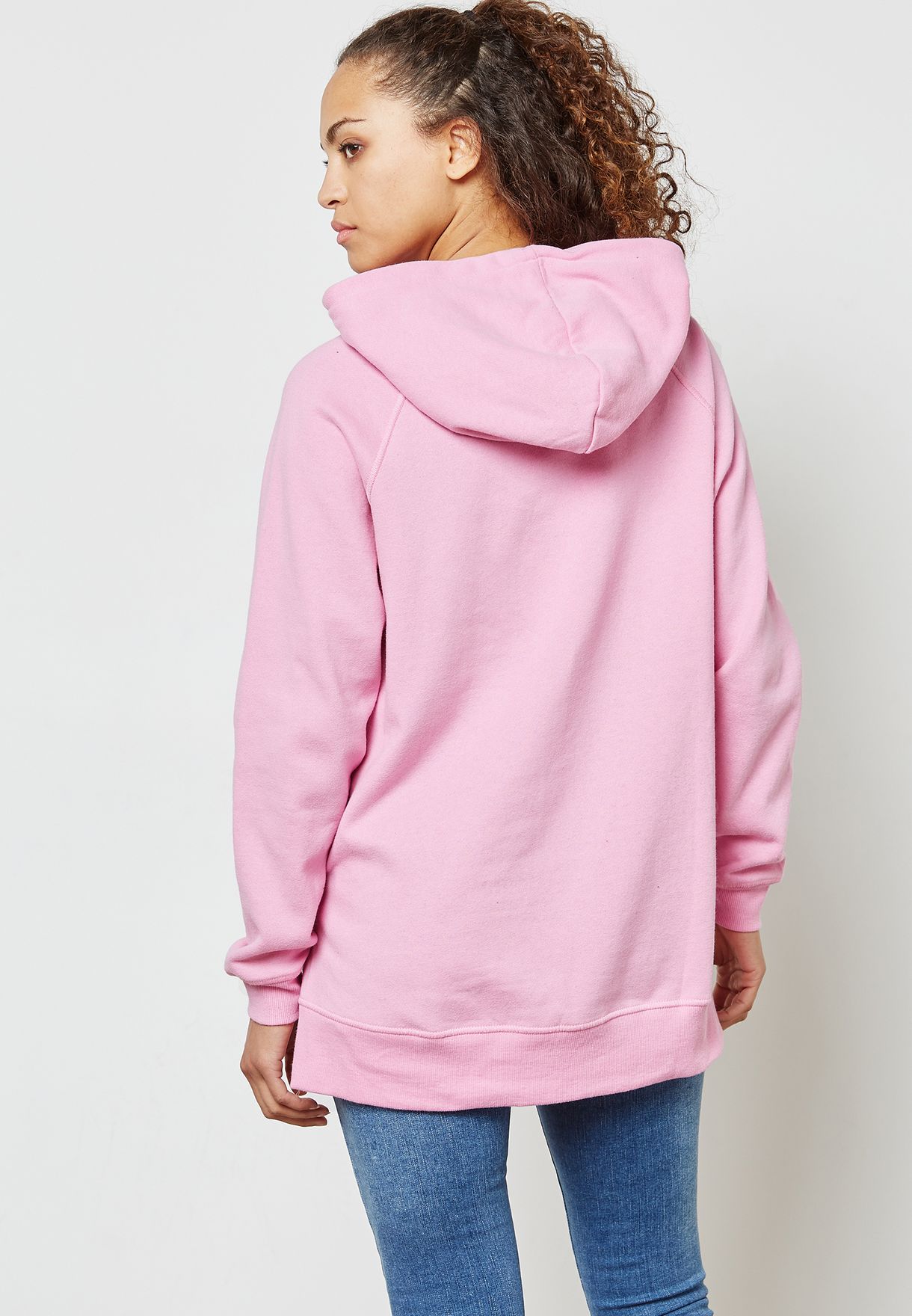 nike pink longline hoodie