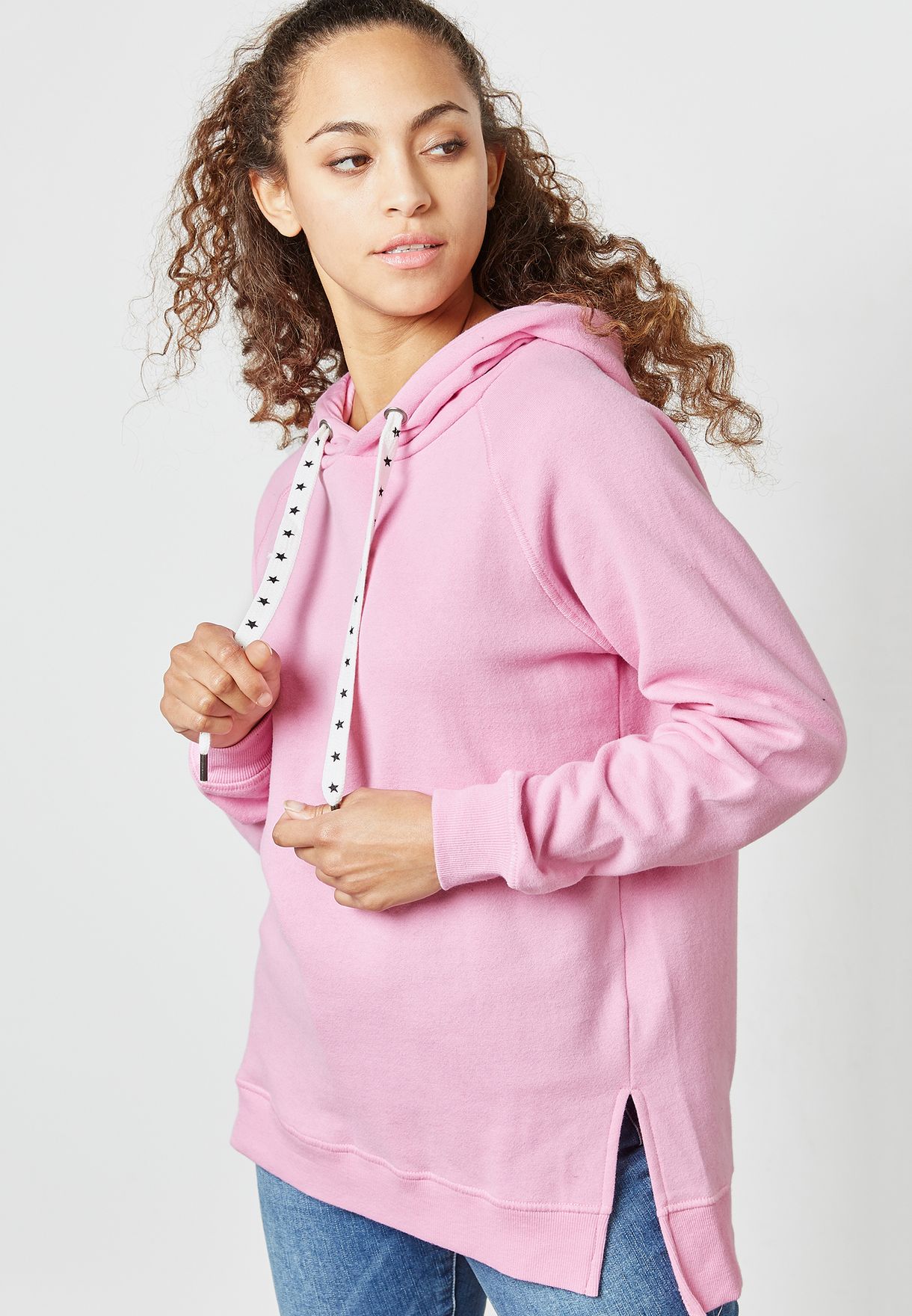 nike pink longline hoodie