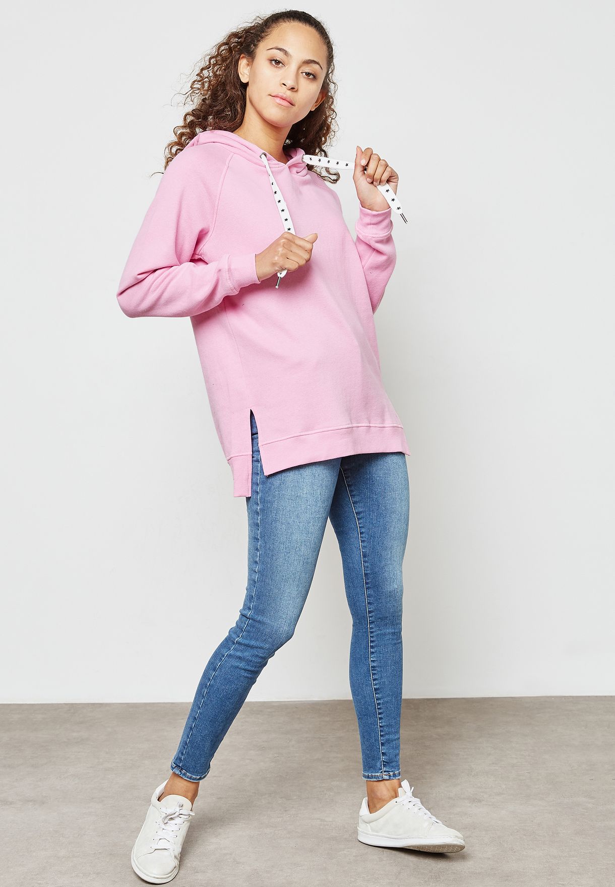 nike pink longline hoodie