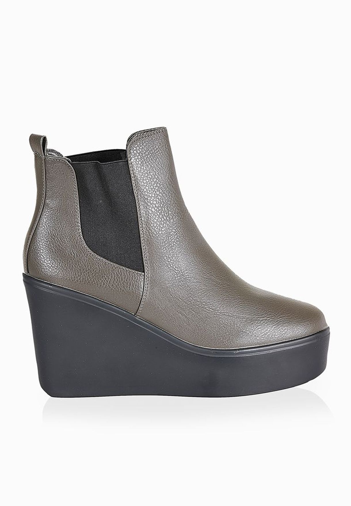 ladies grey wedge boots