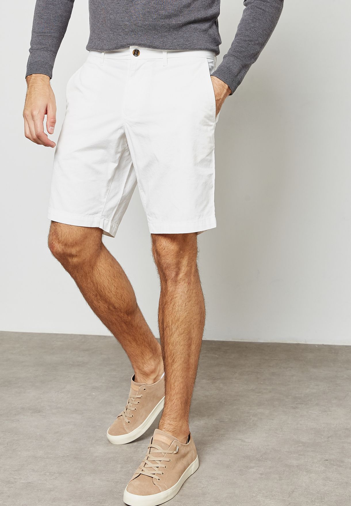 tommy hilfiger mens white shorts