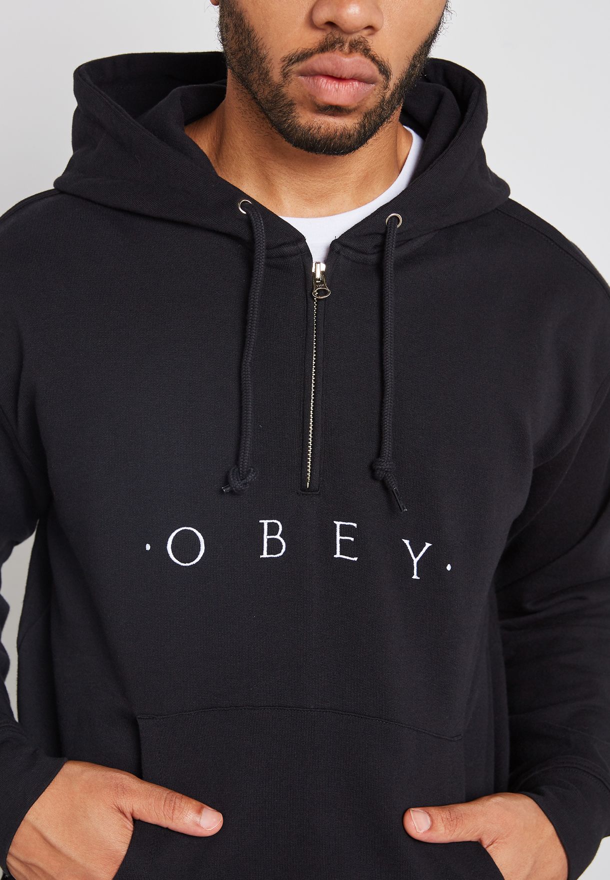 obey half zip hoodie