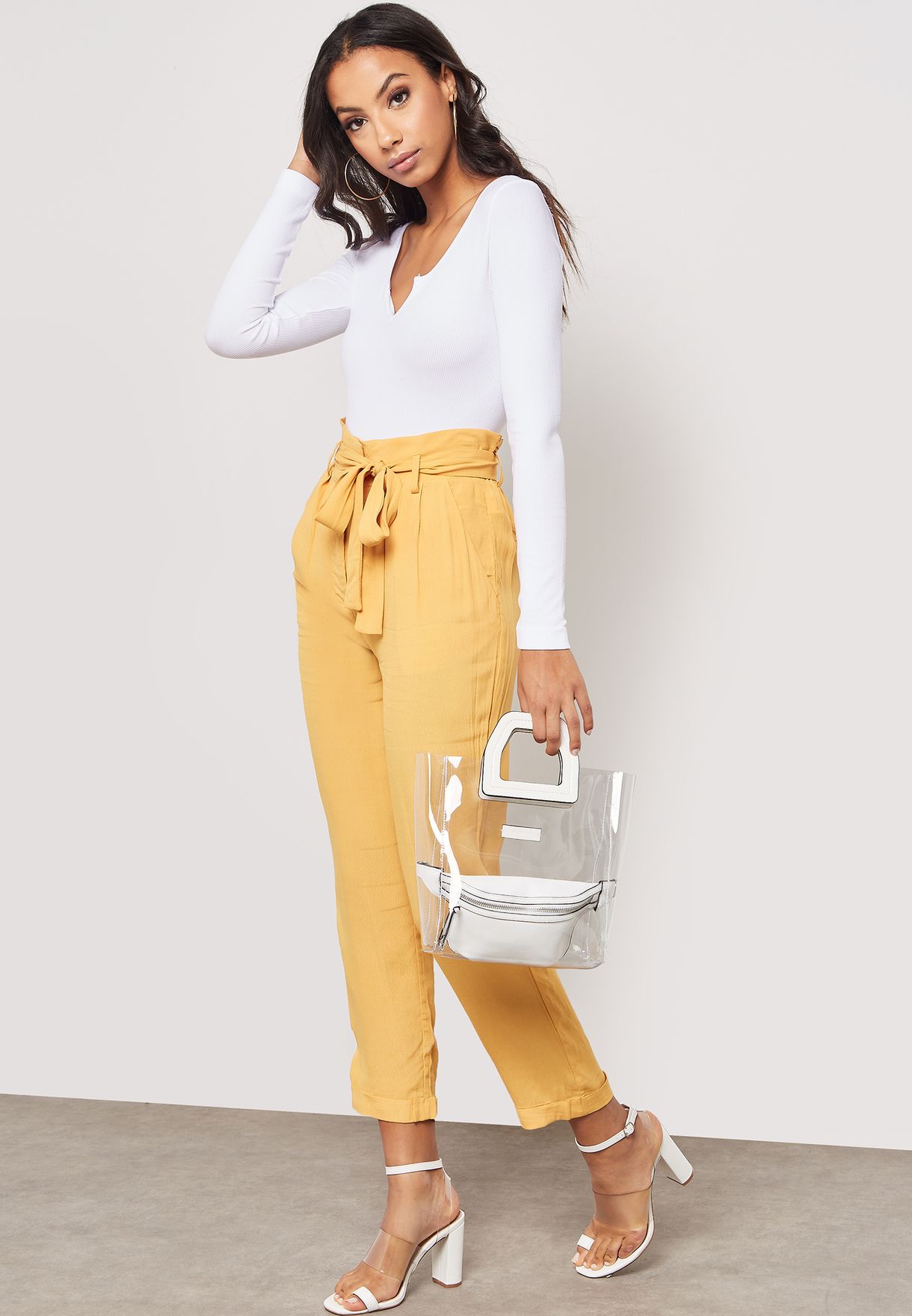 yellow paperbag trousers