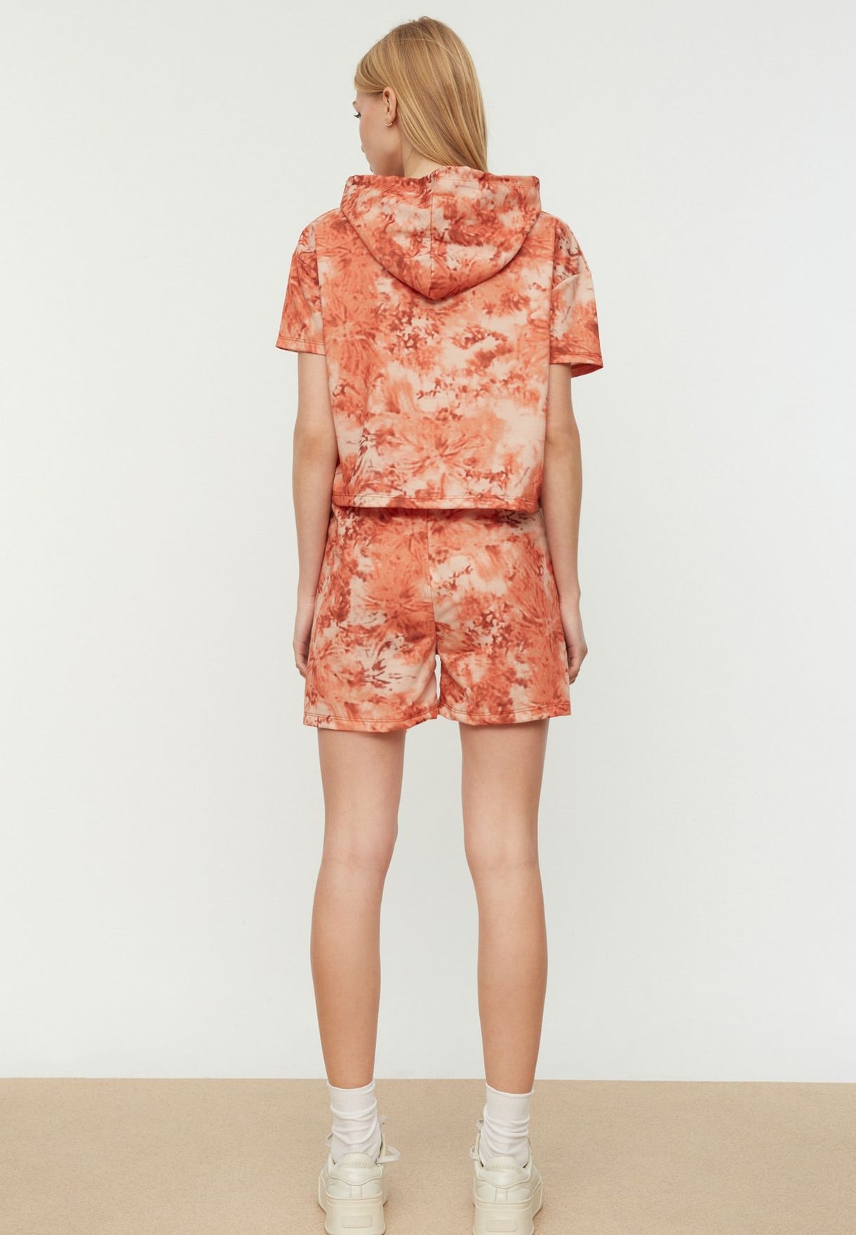 Printed Hoodie & Shorts Set