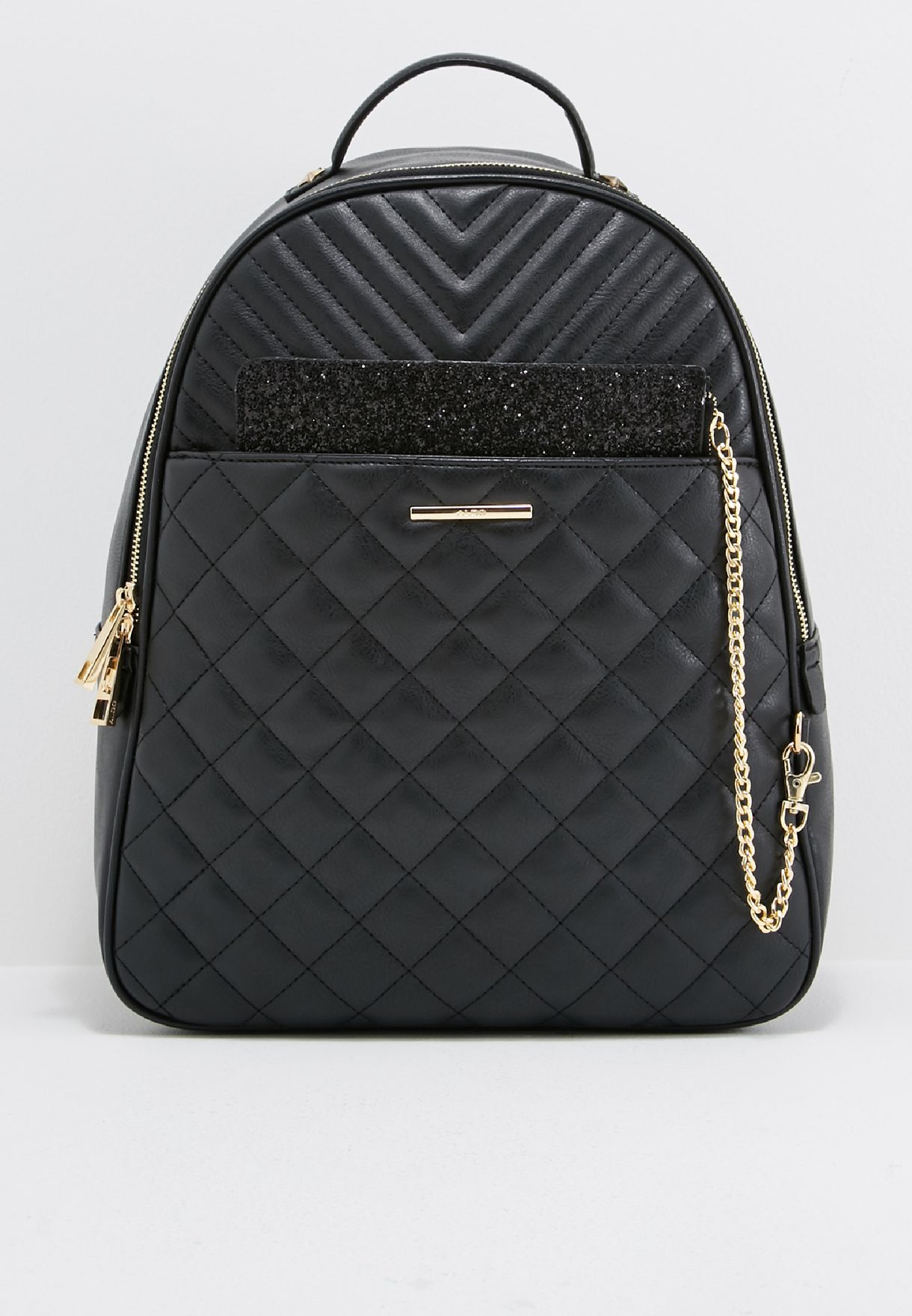 aldo black leather backpack