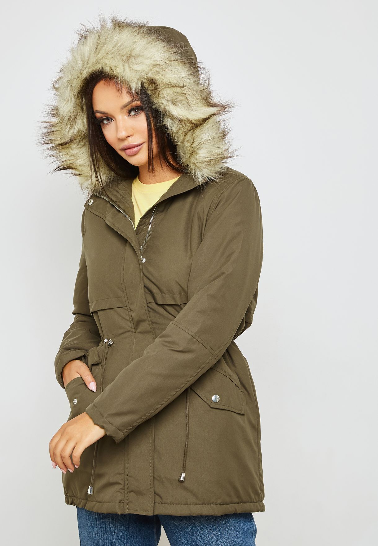 new look fur hooded jacket