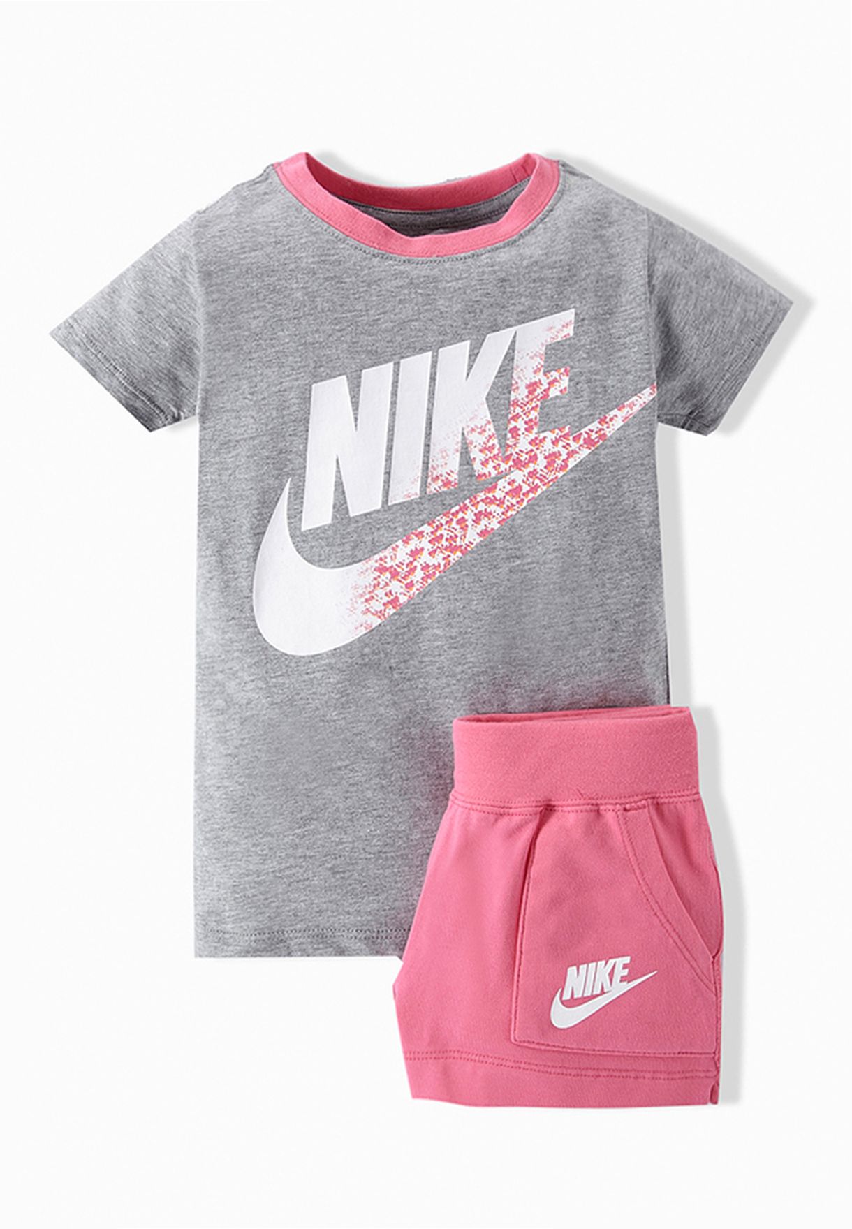 nike grey shorts and crop top set