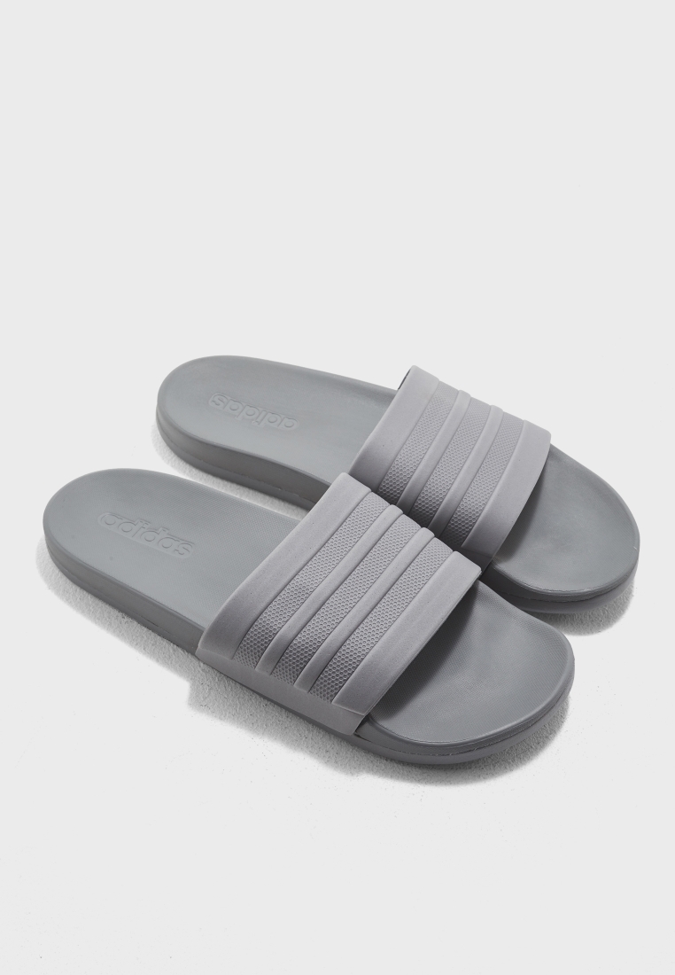 grey adilette slides