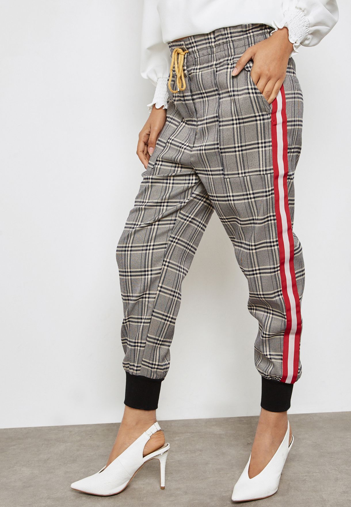 checked joggers womens