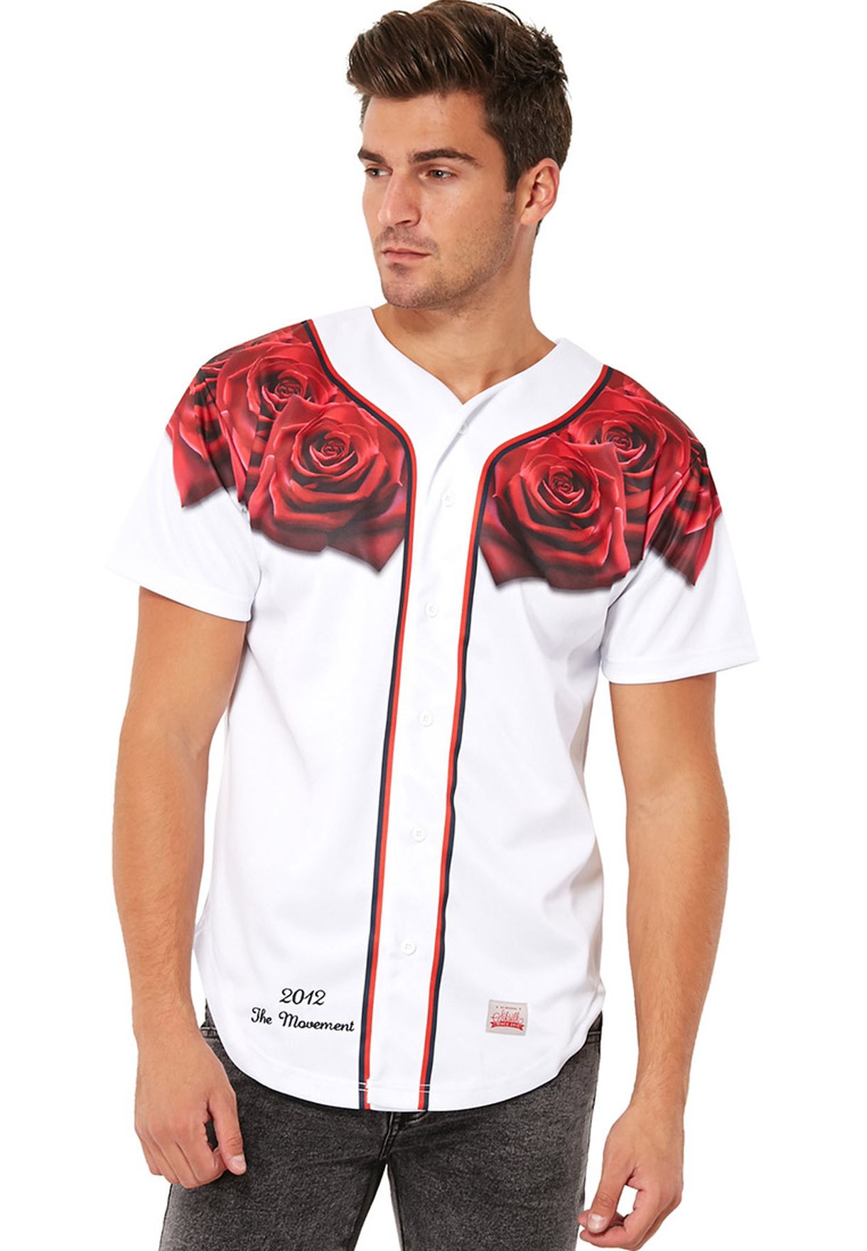 red rose baseball jersey