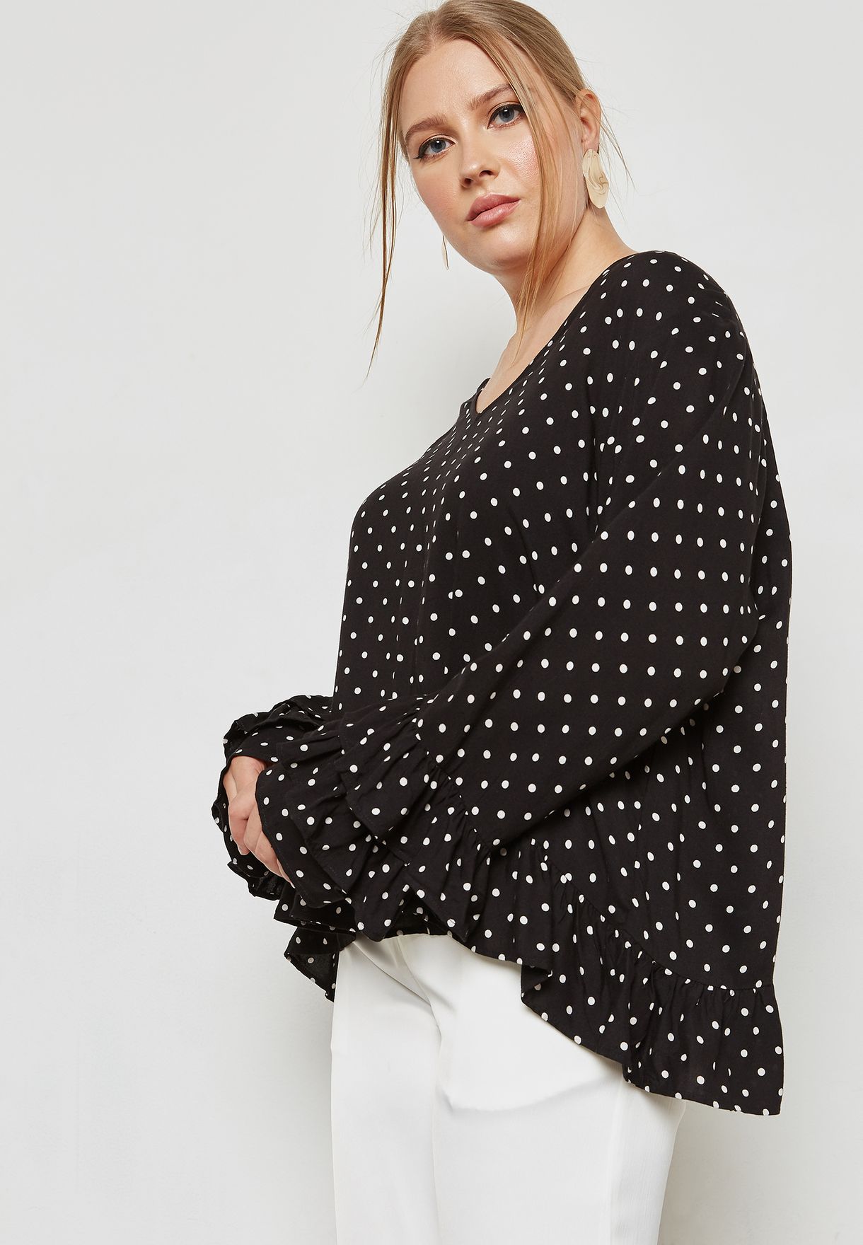 ruffle polka dot top