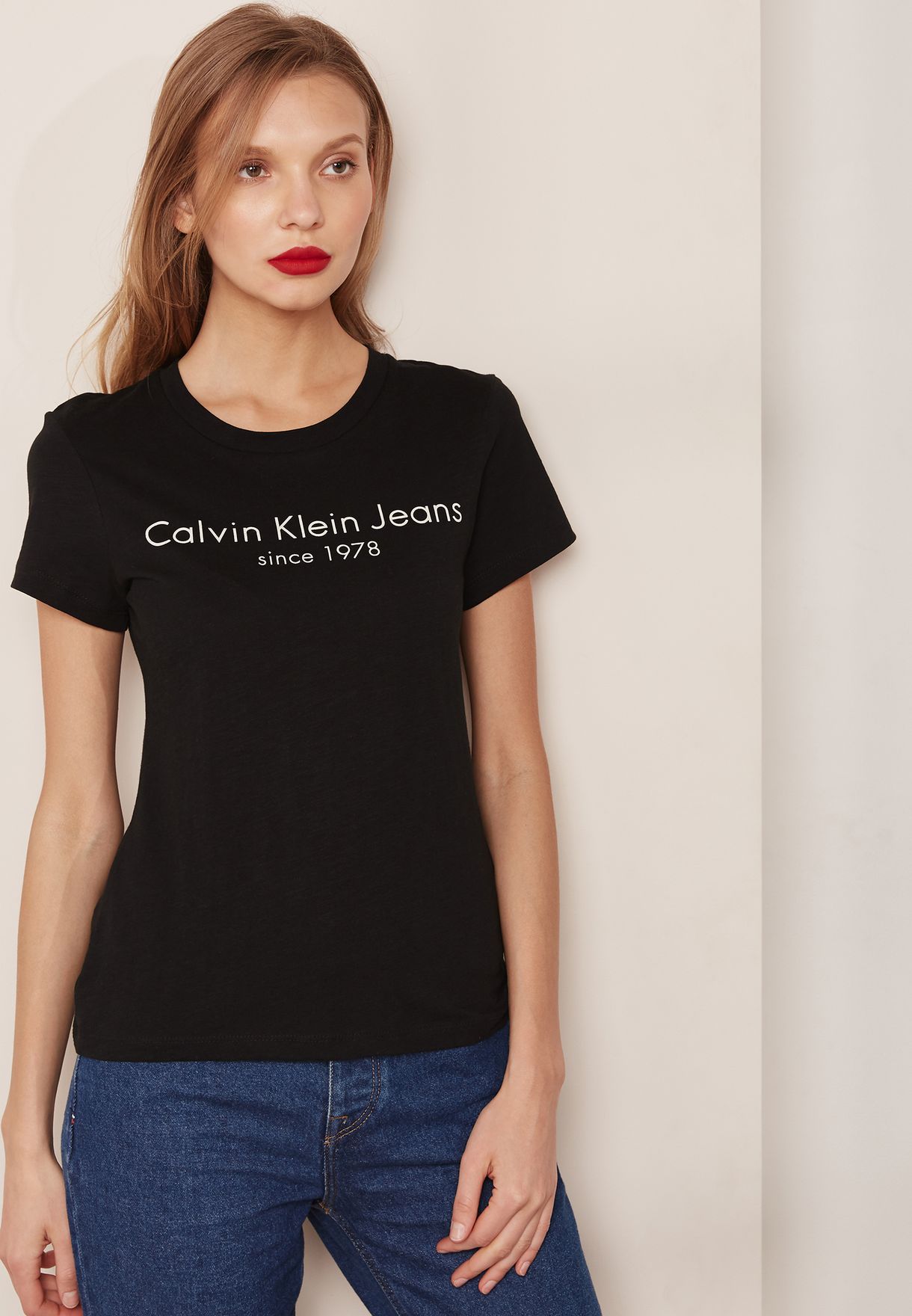 women's black calvin klein t shirt