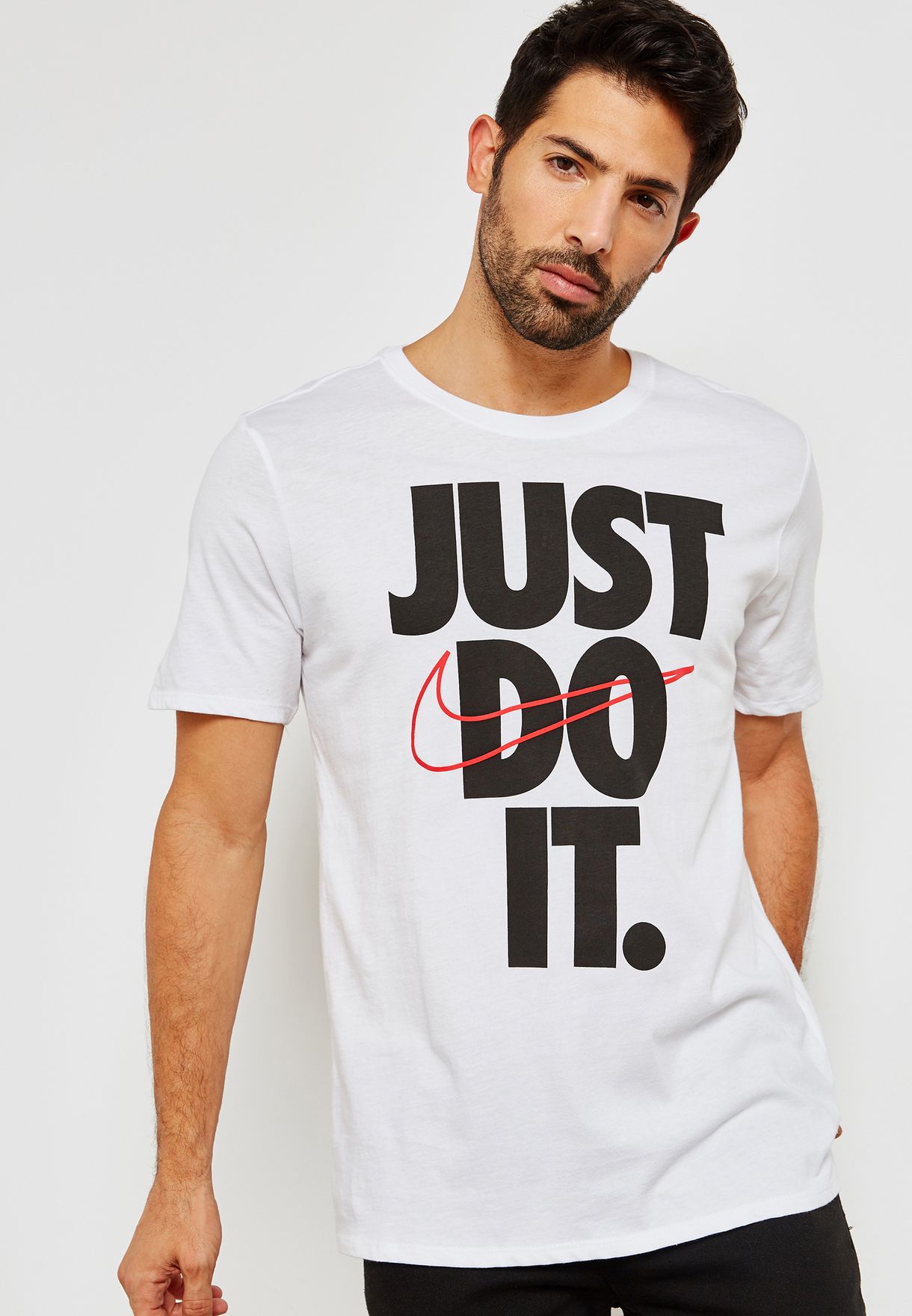 Nike white Hybrid Just Do It T-Shirt 