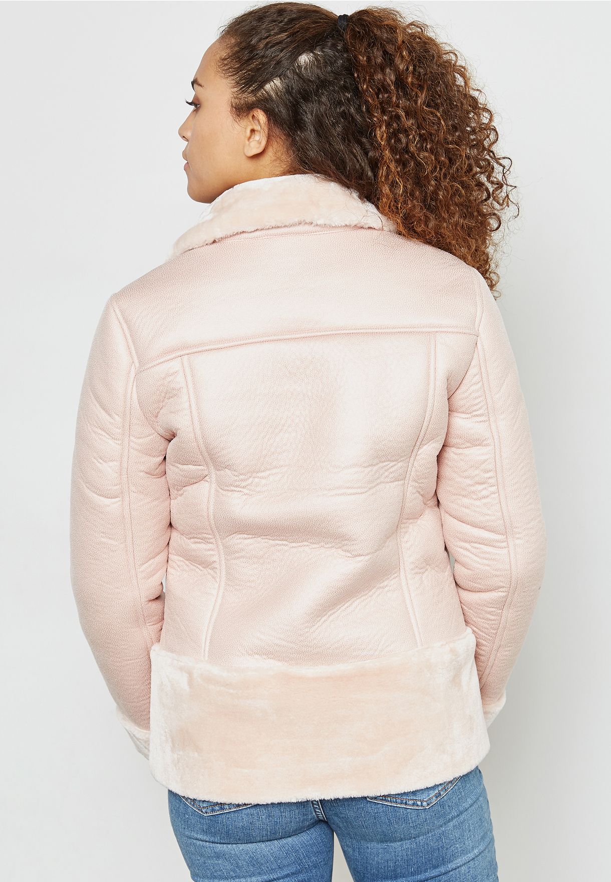 miss selfridge shearling biker jacket