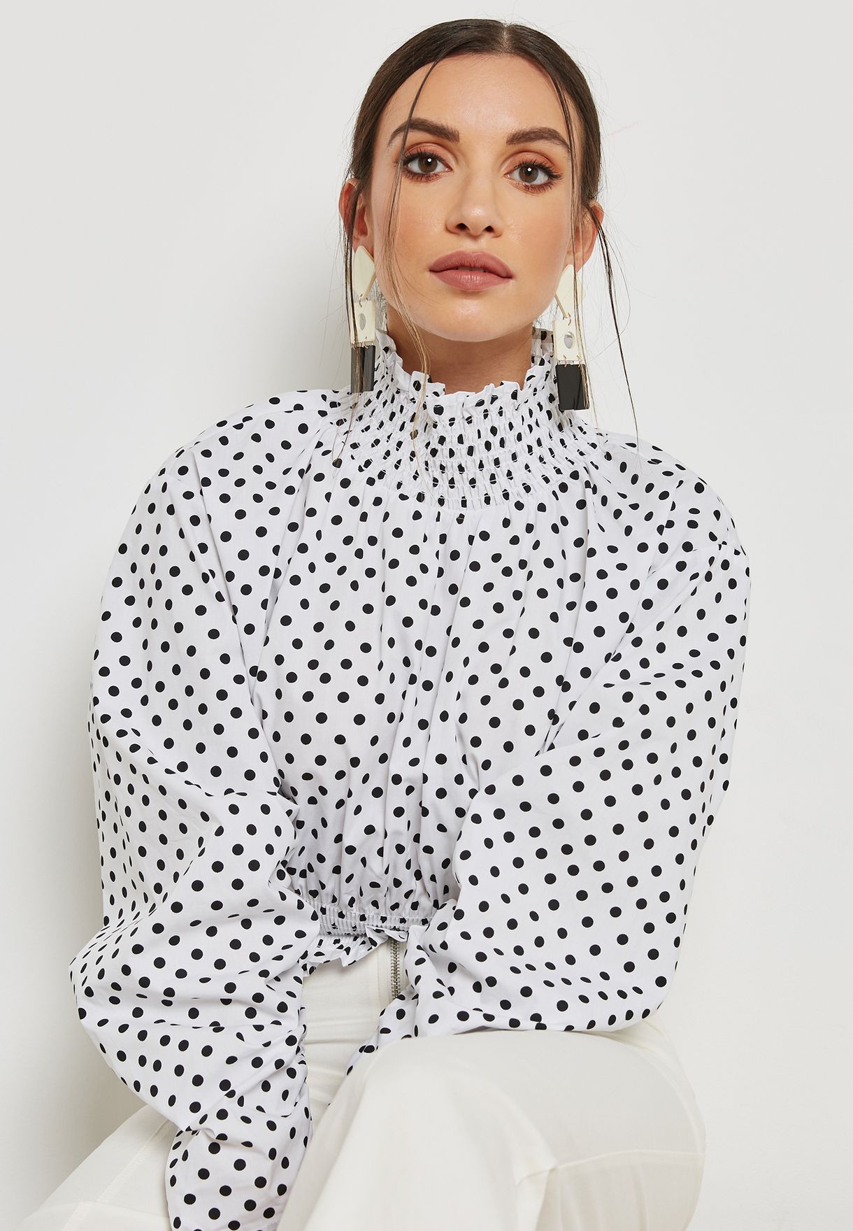 polka dot crop blouse