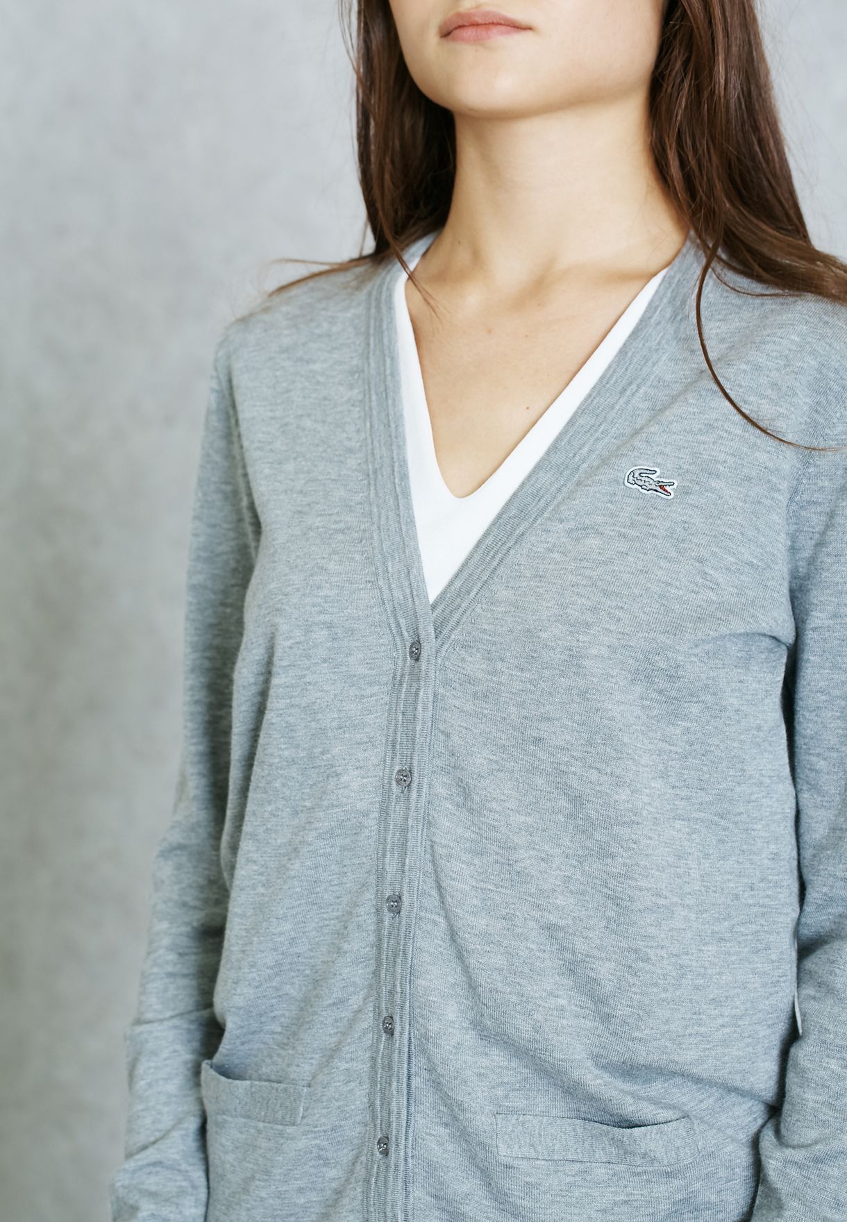 lacoste grey cardigan