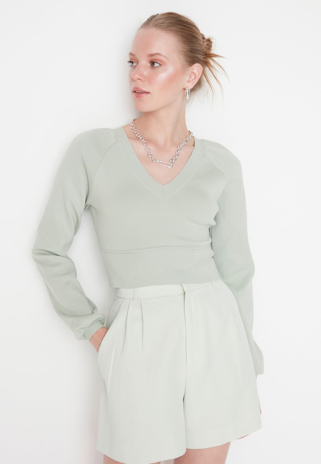 V-Neck Crop Sweater