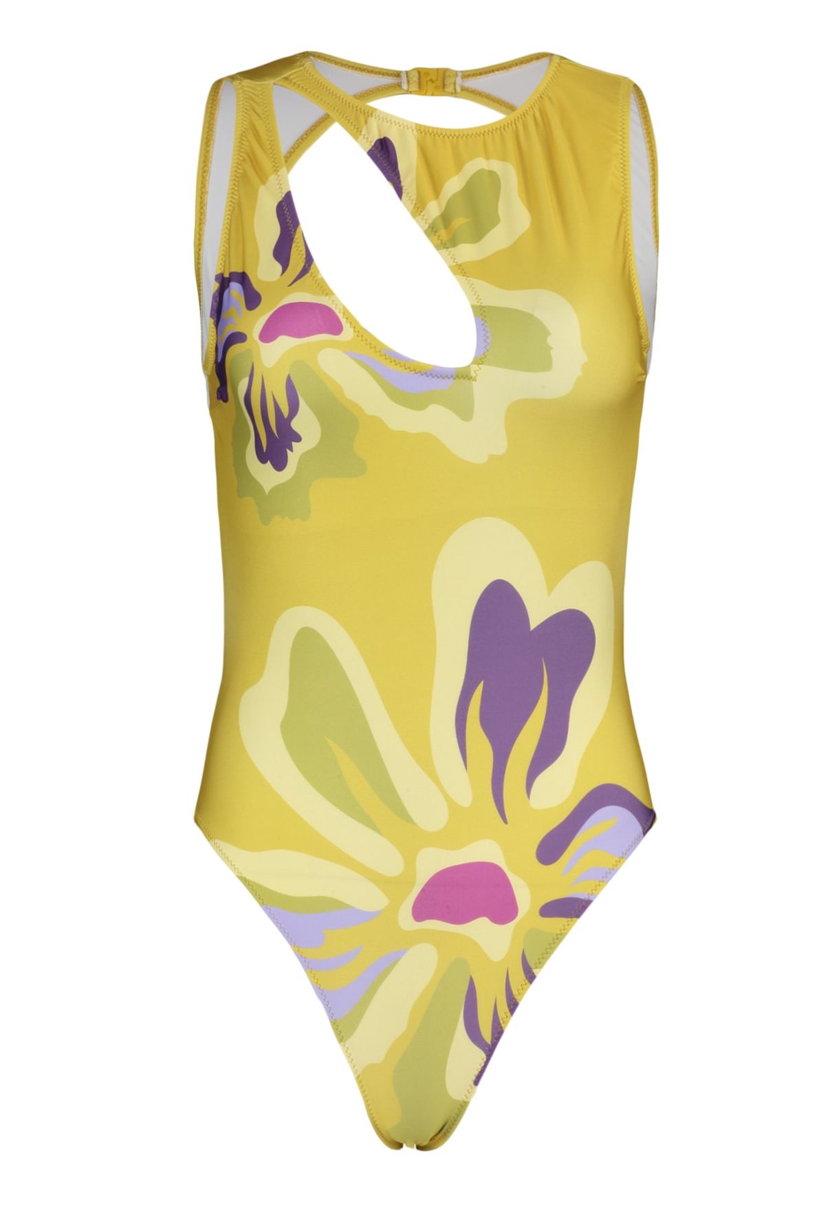 Cut Out Floral Printed Swimsuit