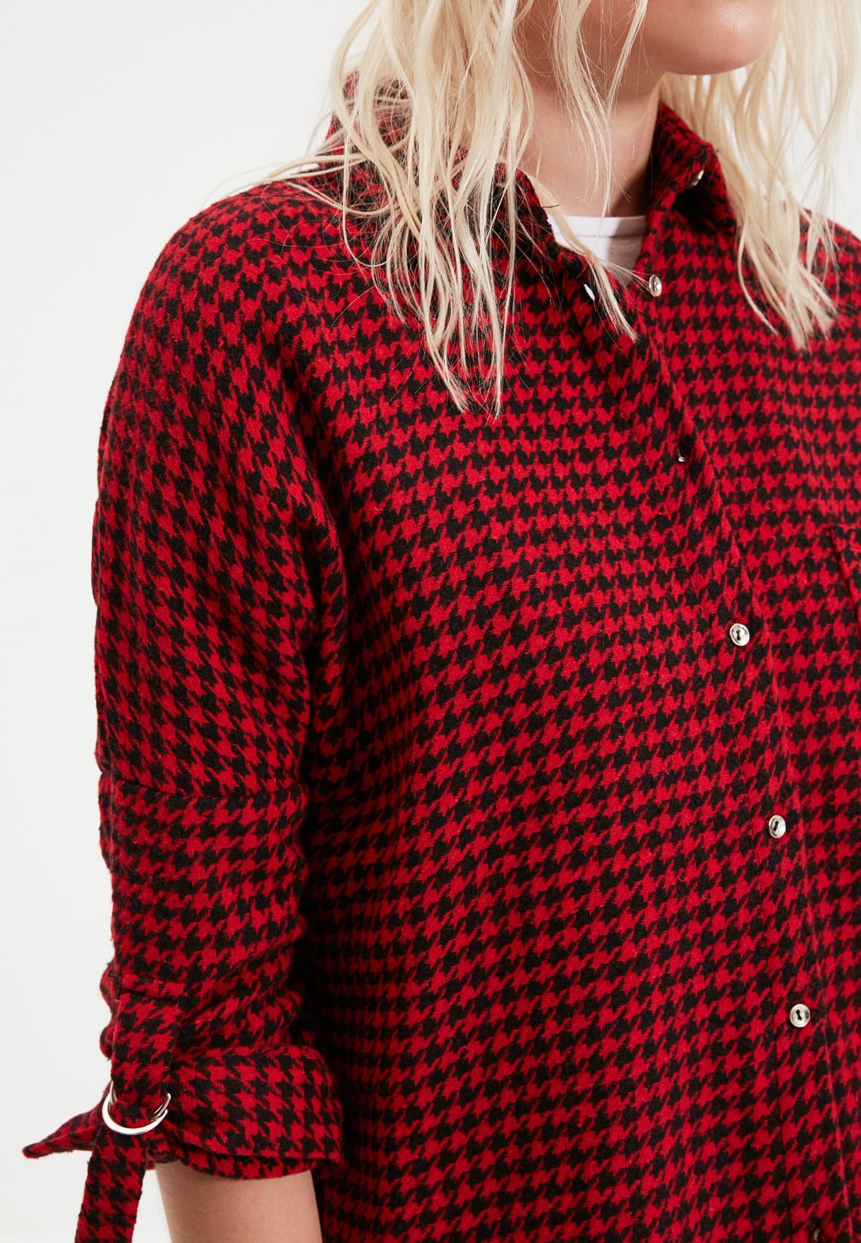 dogtooth print trousers