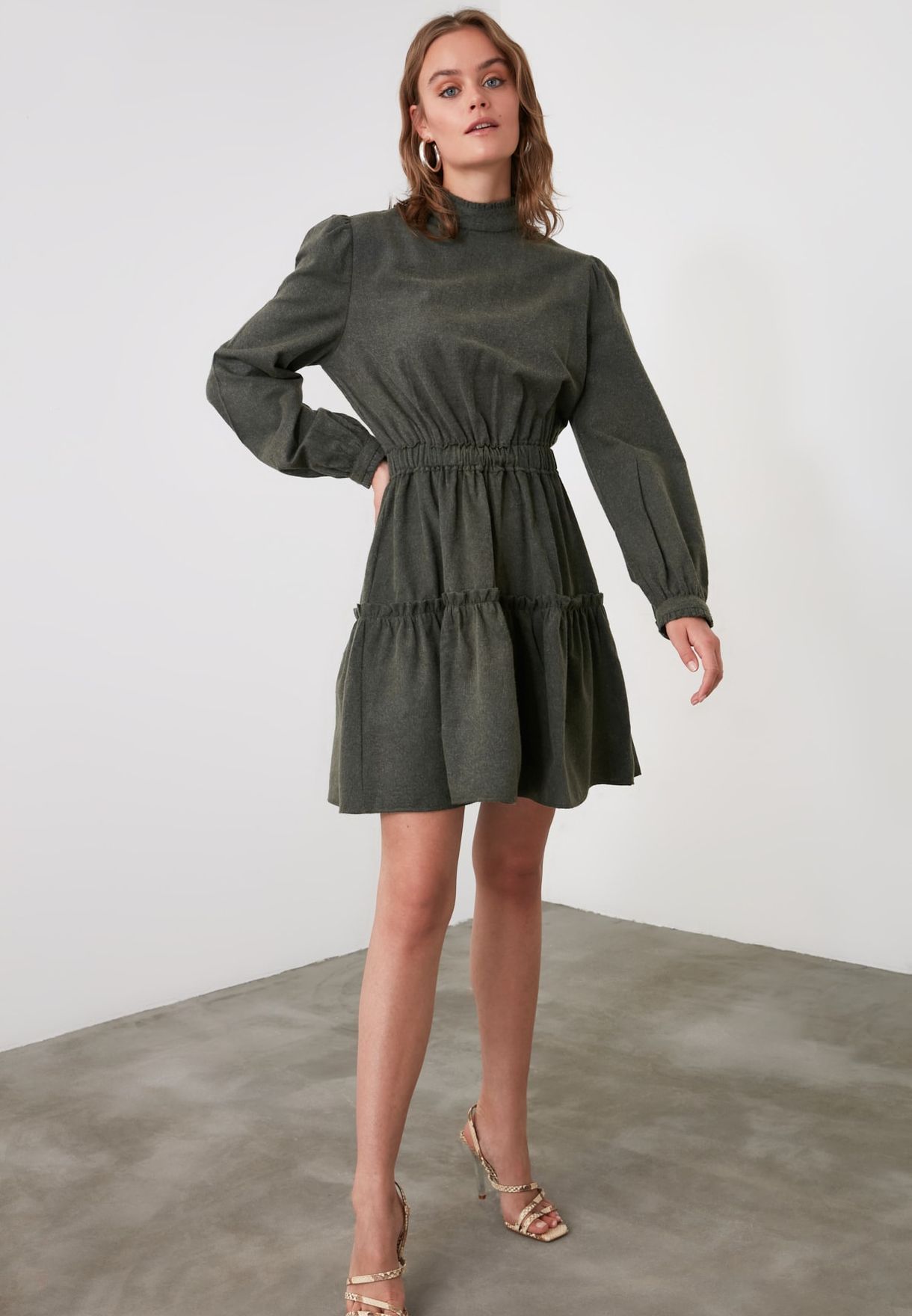 khaki shift dress