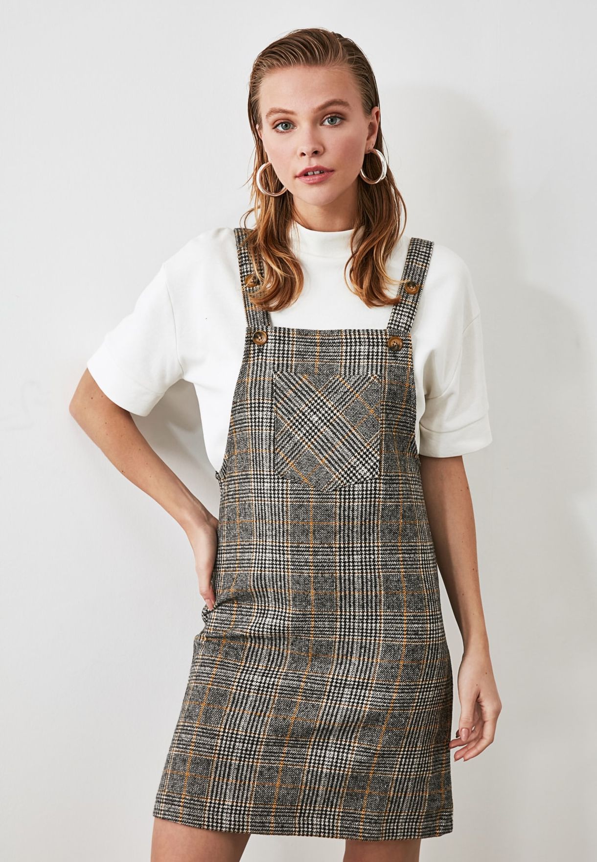 gingham pinafore dress