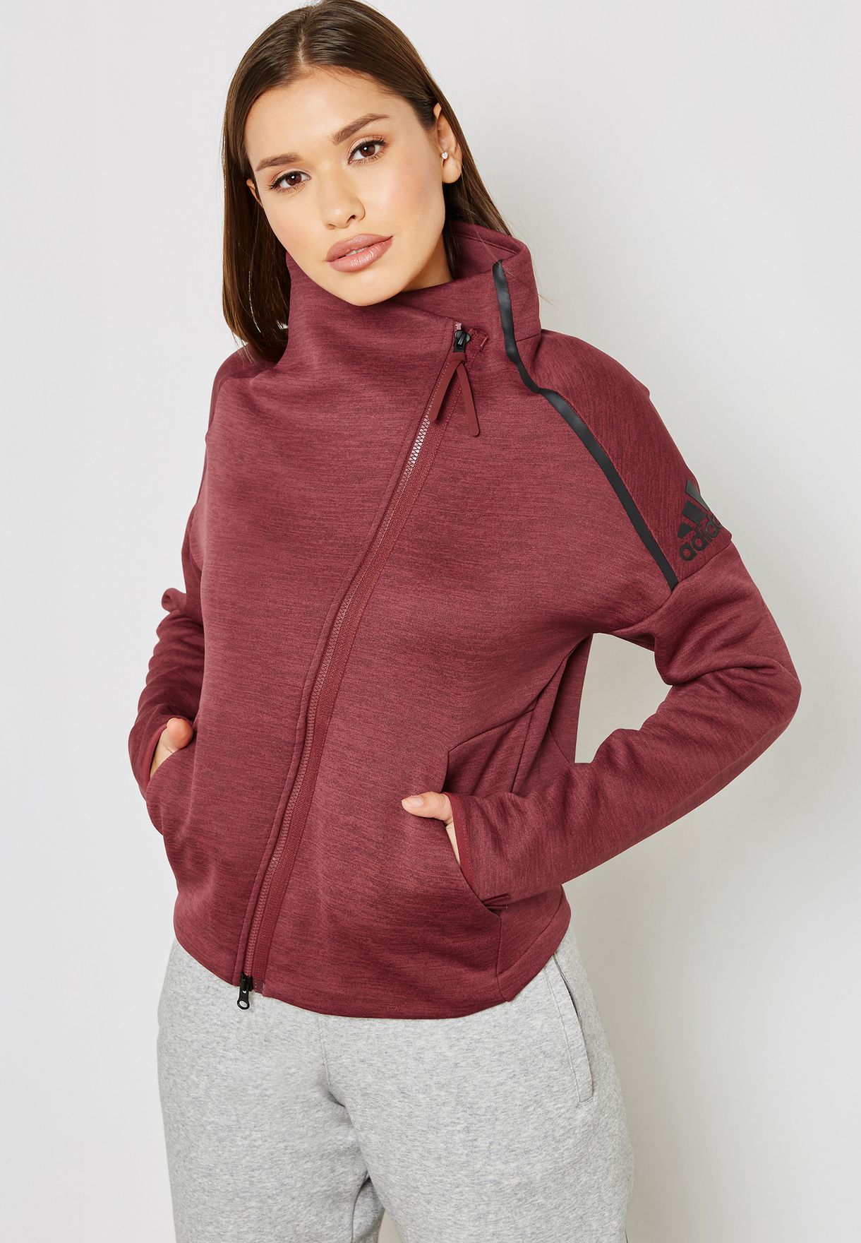 burgundy adidas hoodie womens