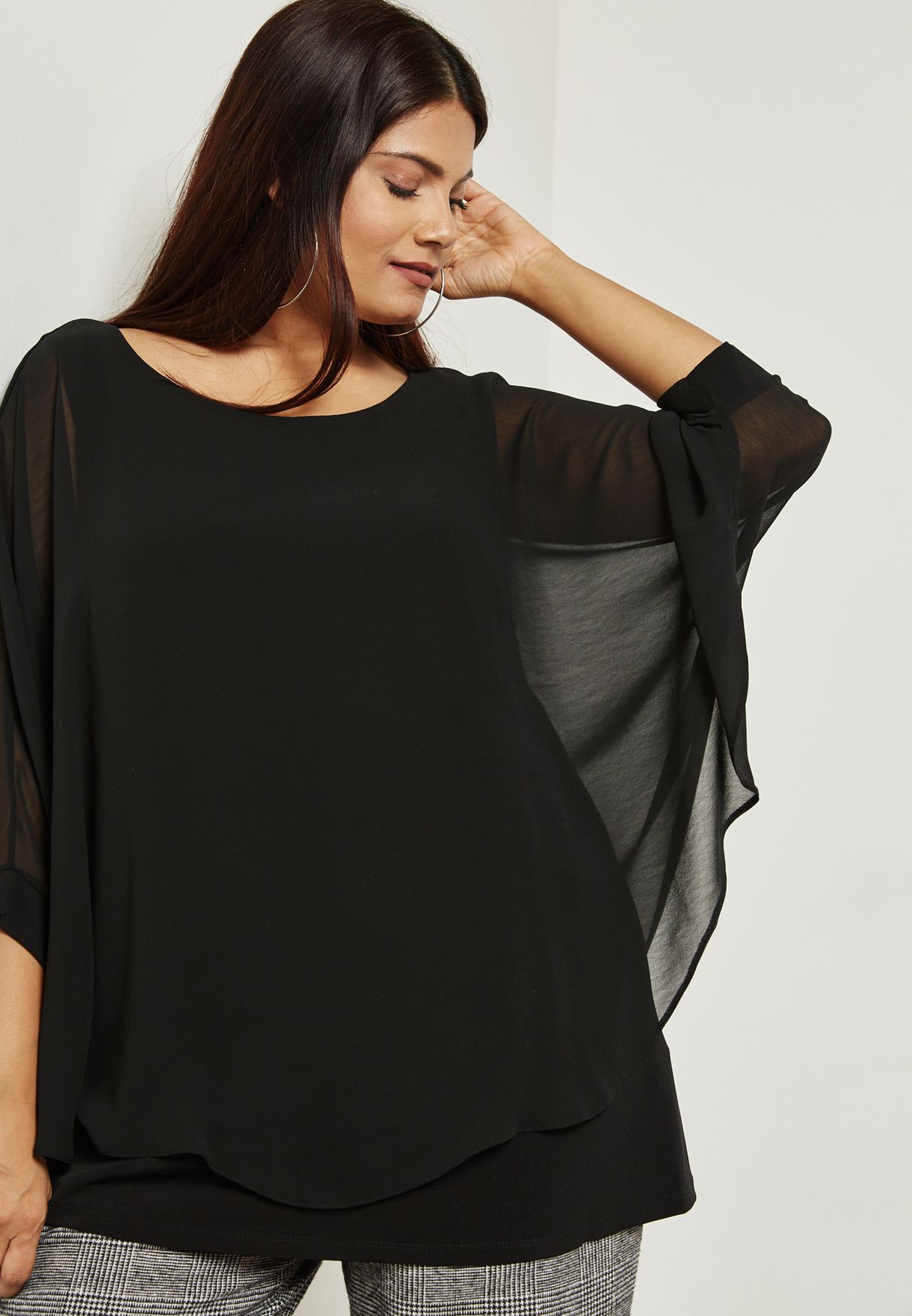 black sheer overlay top