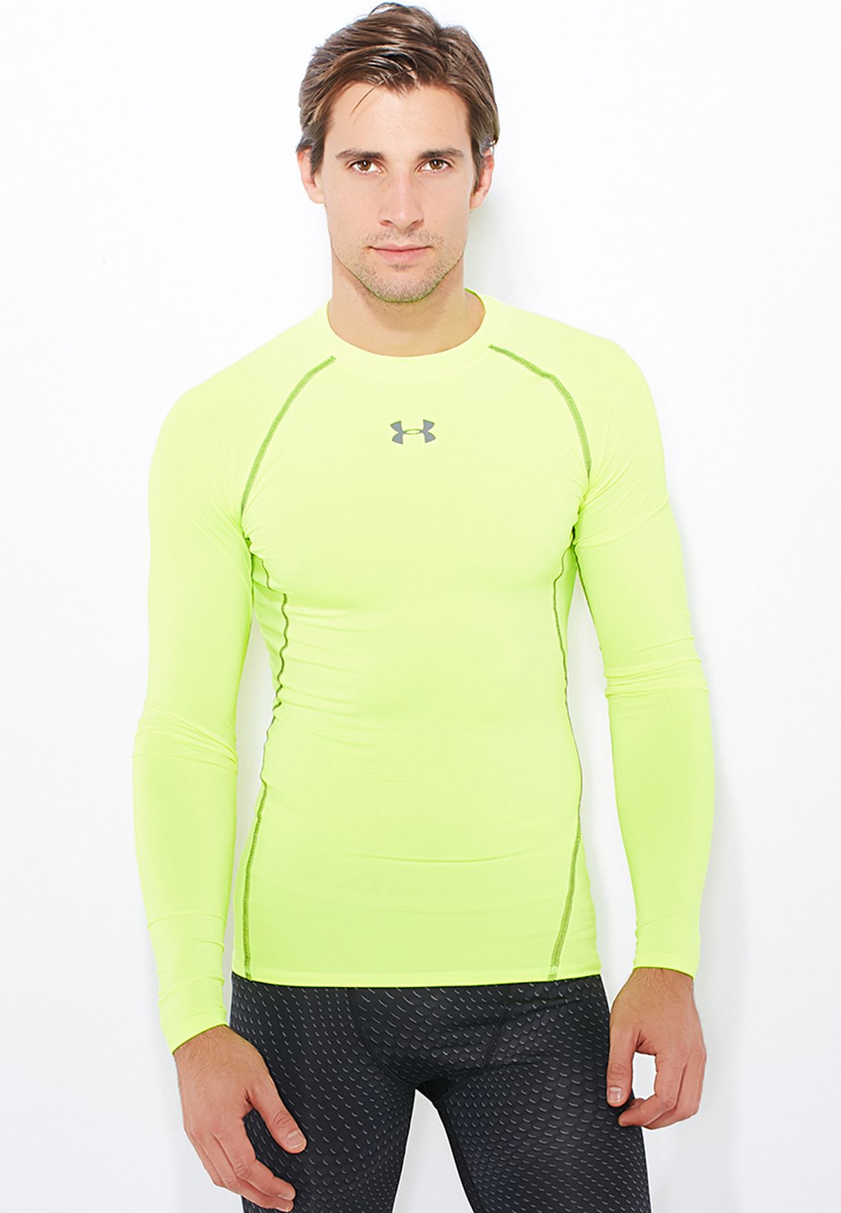 under armour yellow compression shirt