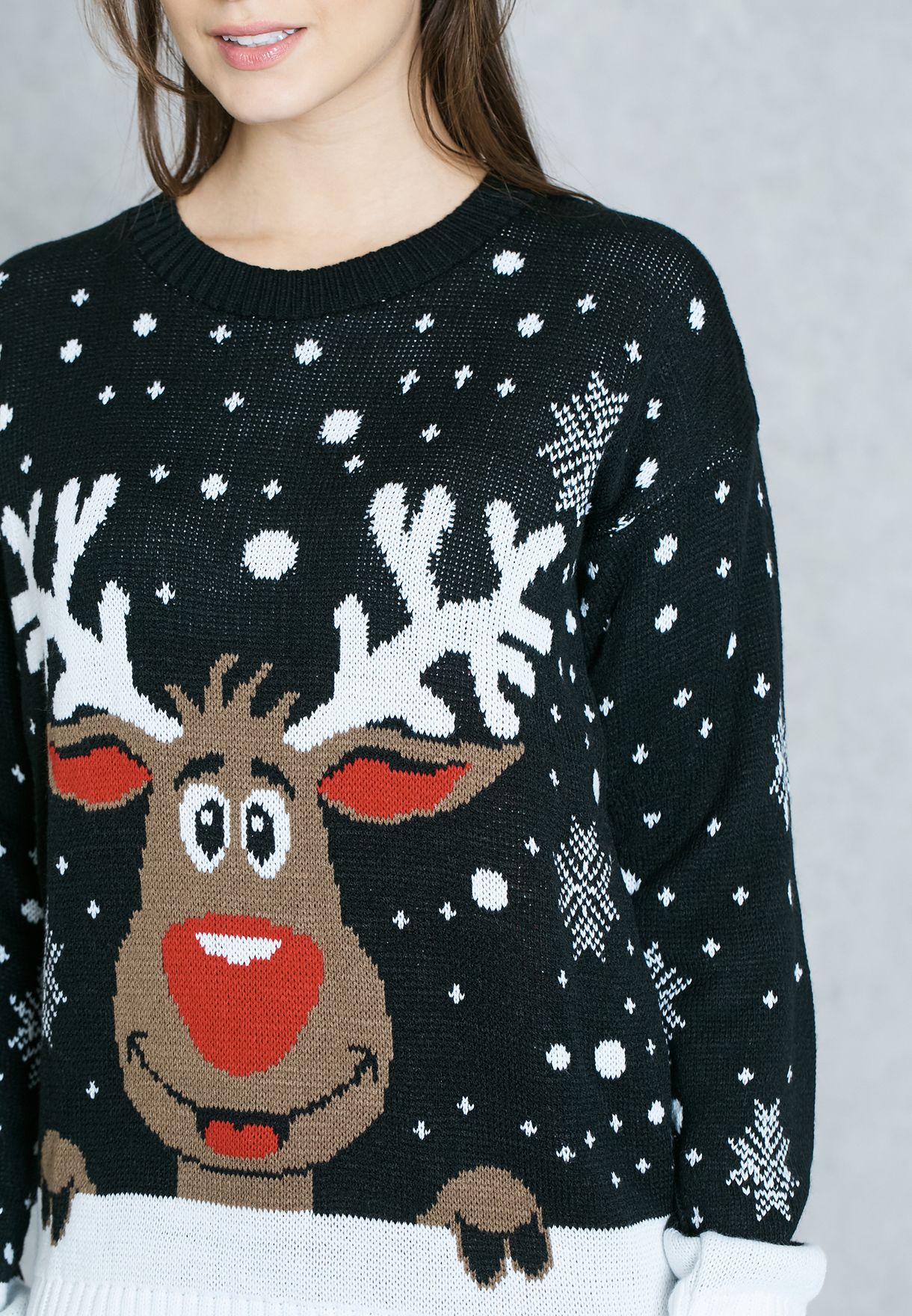 reindeer print sweater