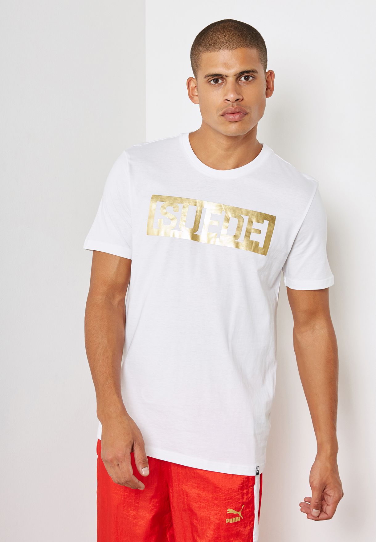 Buy PUMA white Suede T-Shirt for Men in 