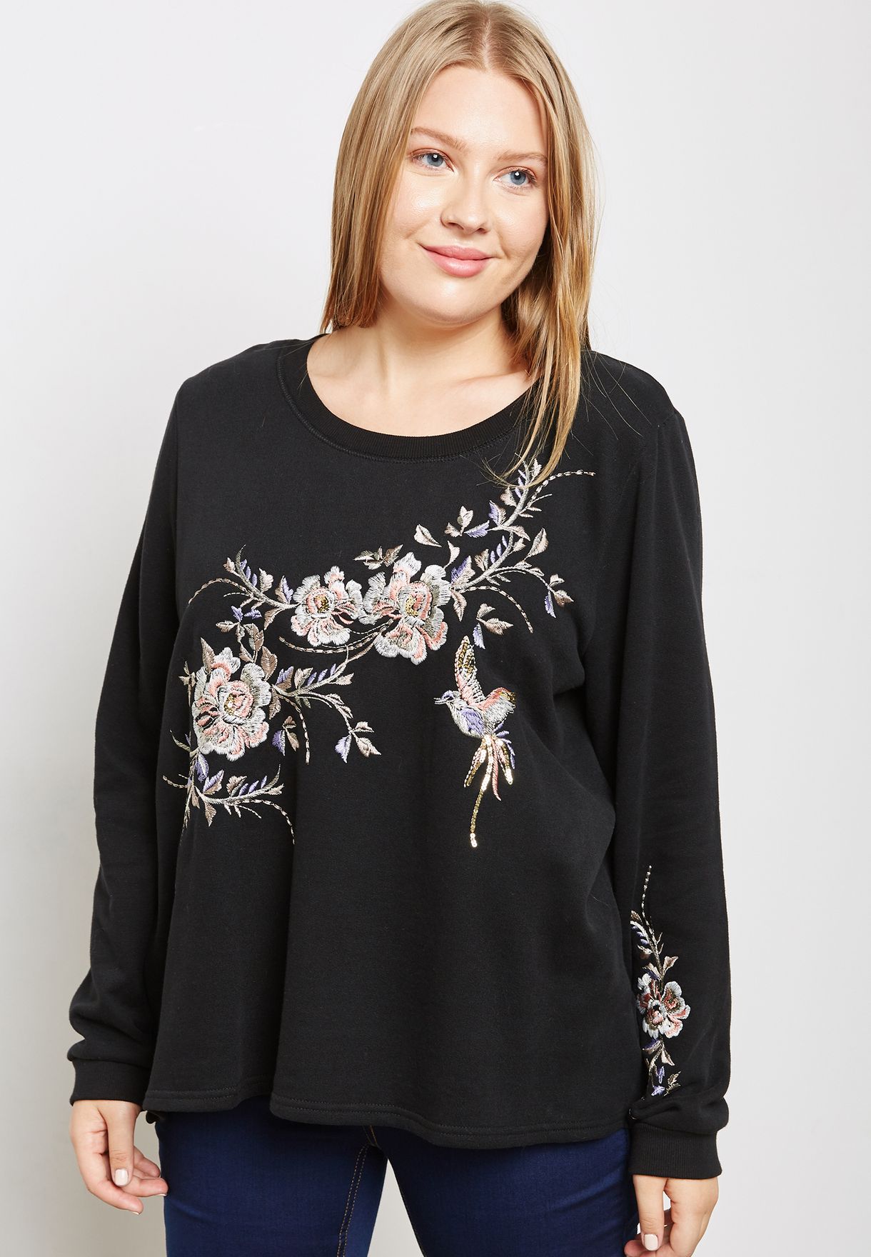 embroidered floral sweatshirt