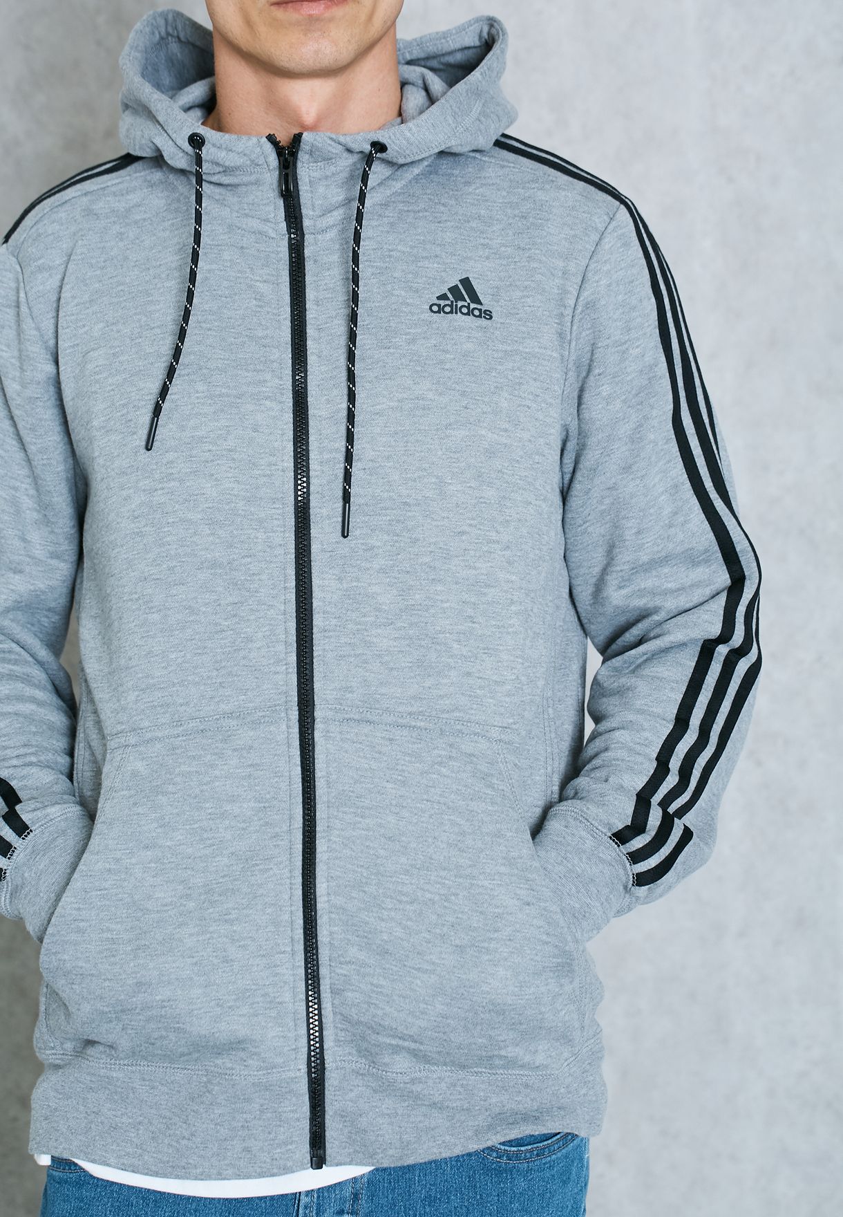 essential 3 stripe hoodie