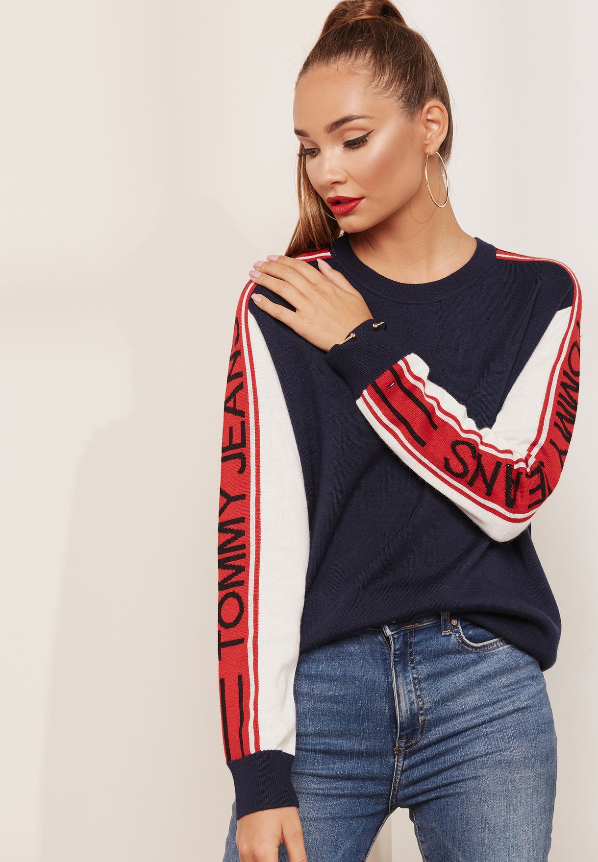 tommy jeans colour block jumper