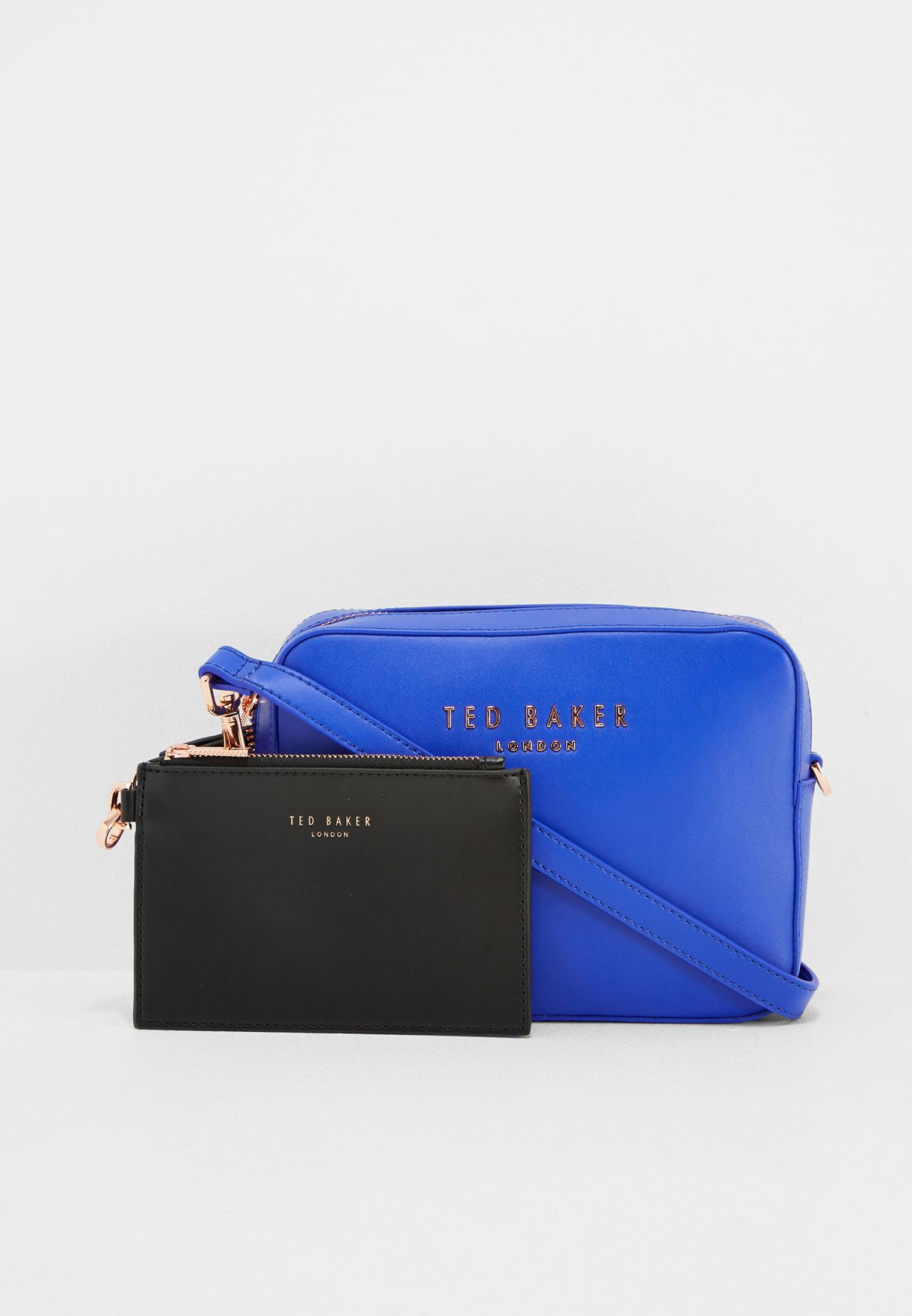 ted baker blue patent purse