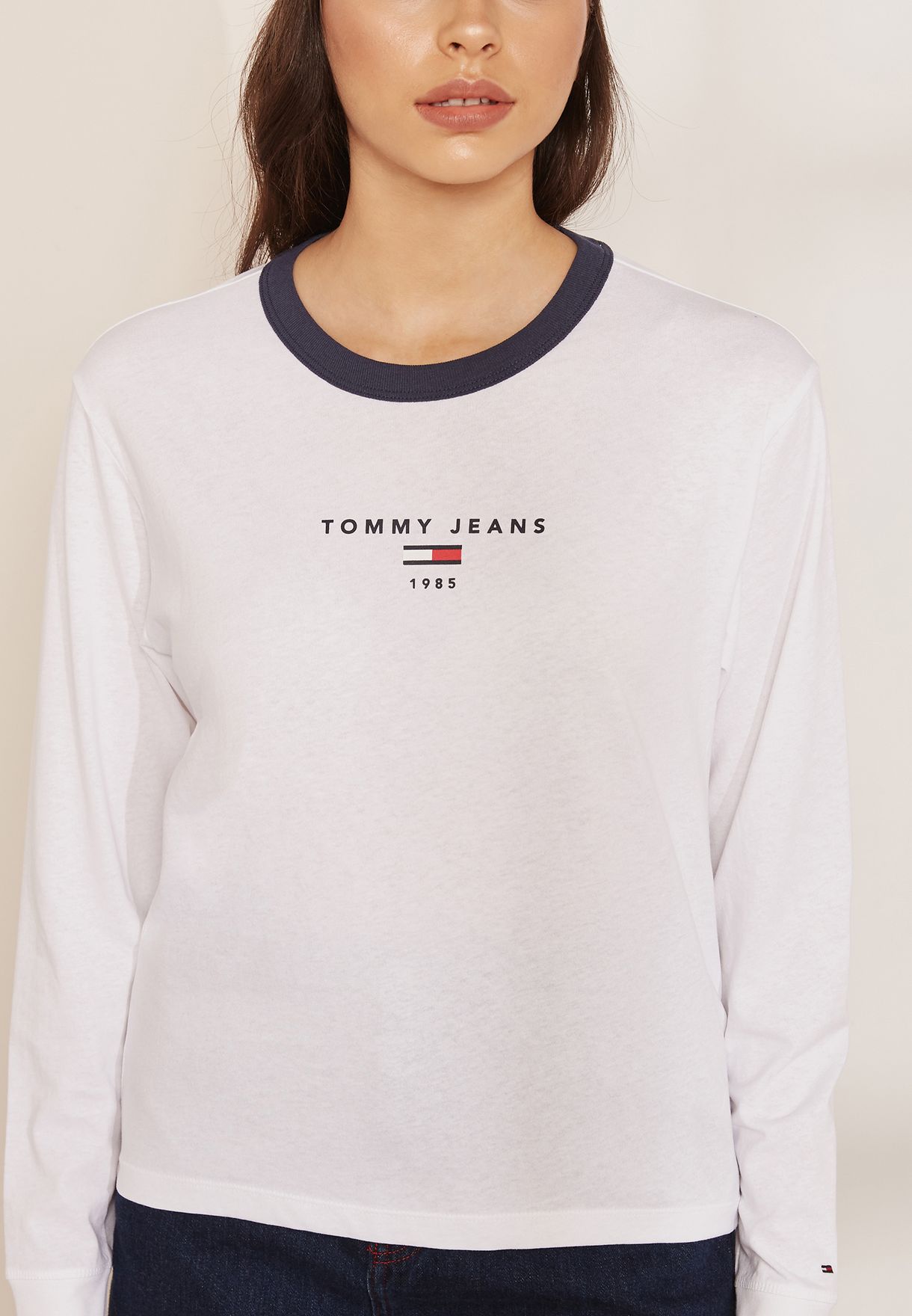 Buy Tommy Jeans white Tommy Ringer Long 