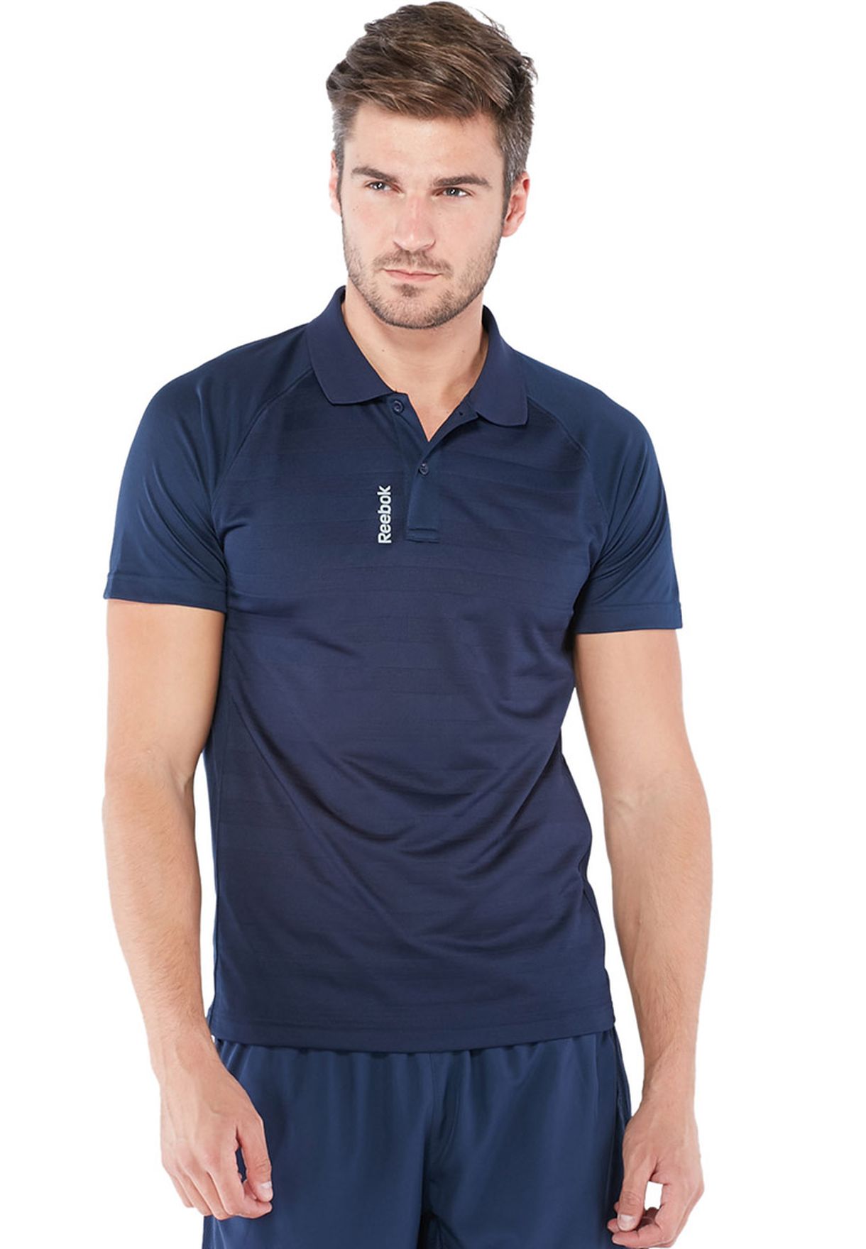 reebok polo shirts mens blue