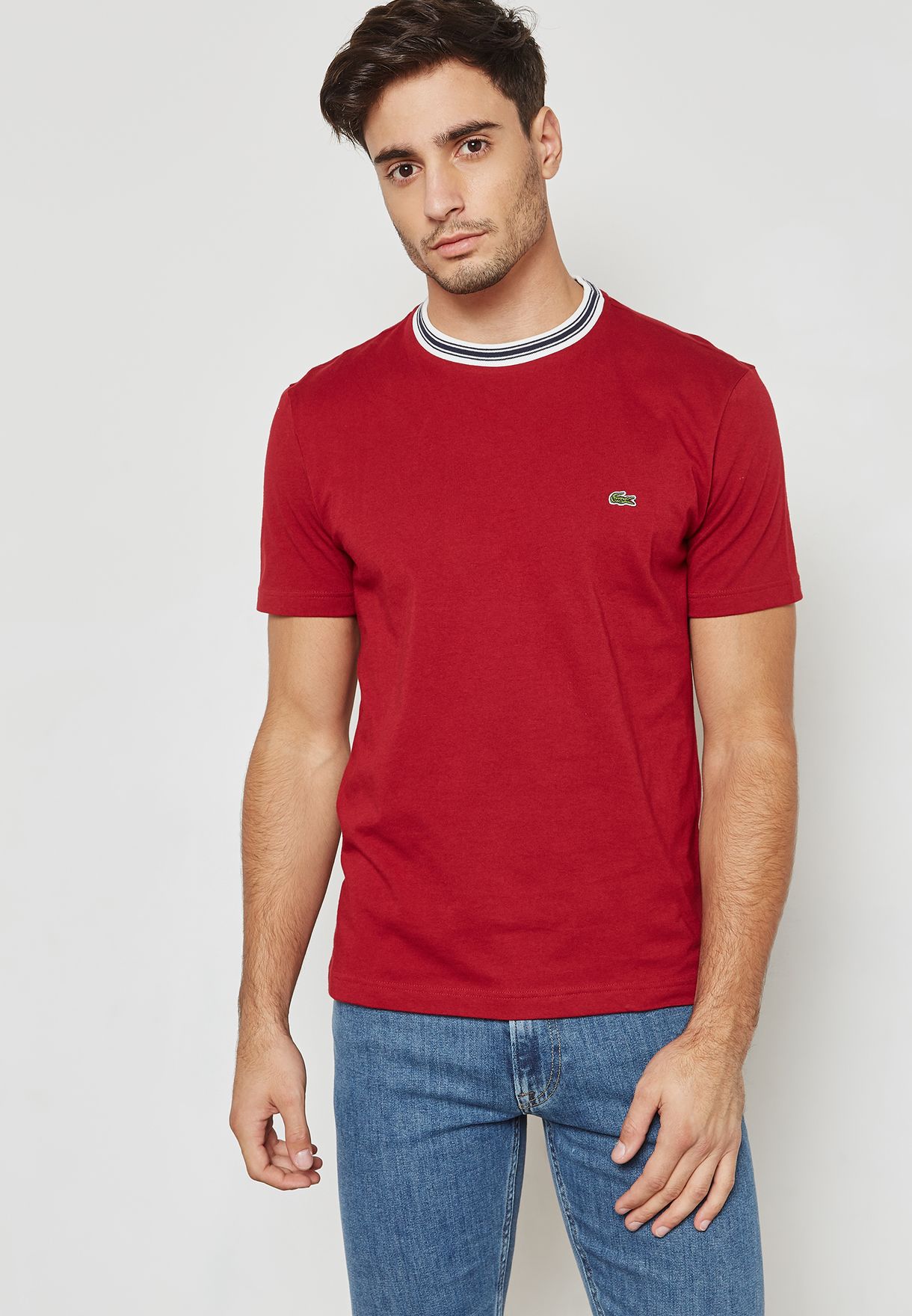 lacoste burgundy t shirt