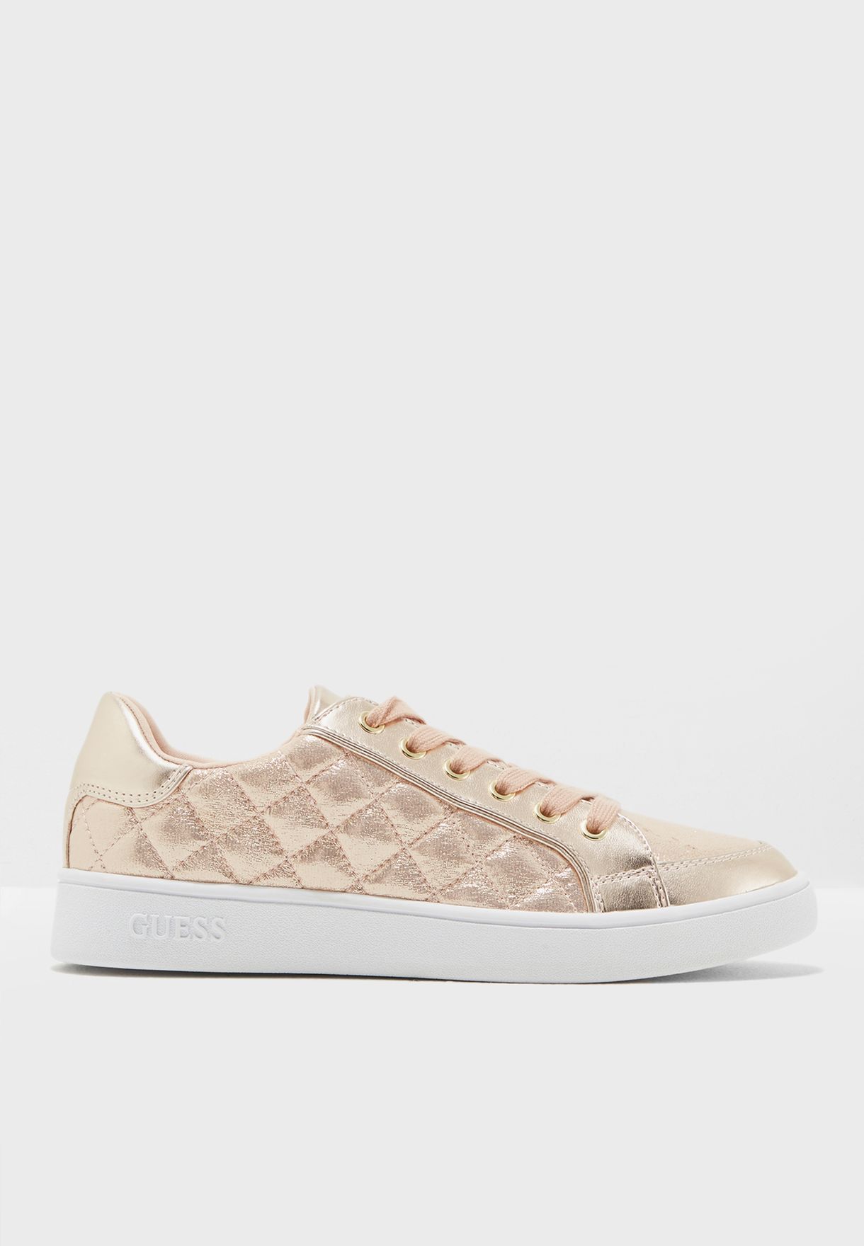 rose gold quilted sneakers