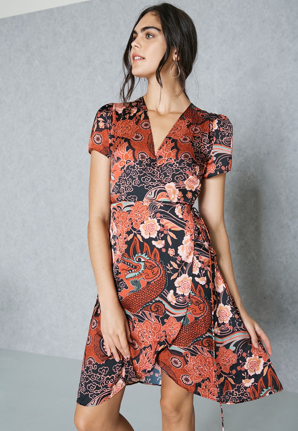 Buy Mango prints Oriental Wrap Dress ...