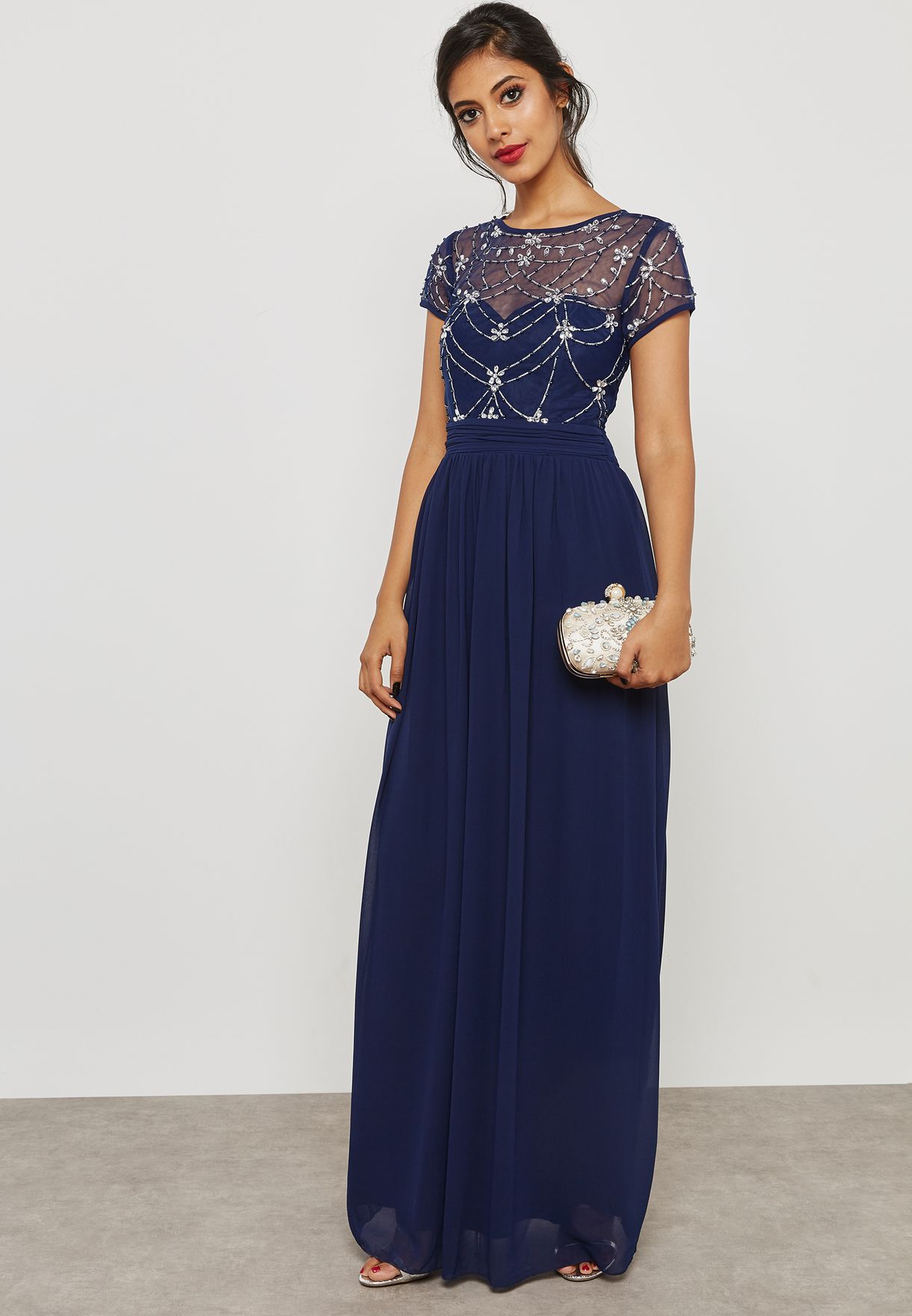 quiz navy embellished dress