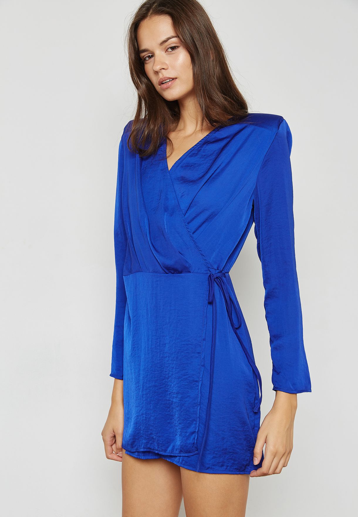 missguided blue wrap dress