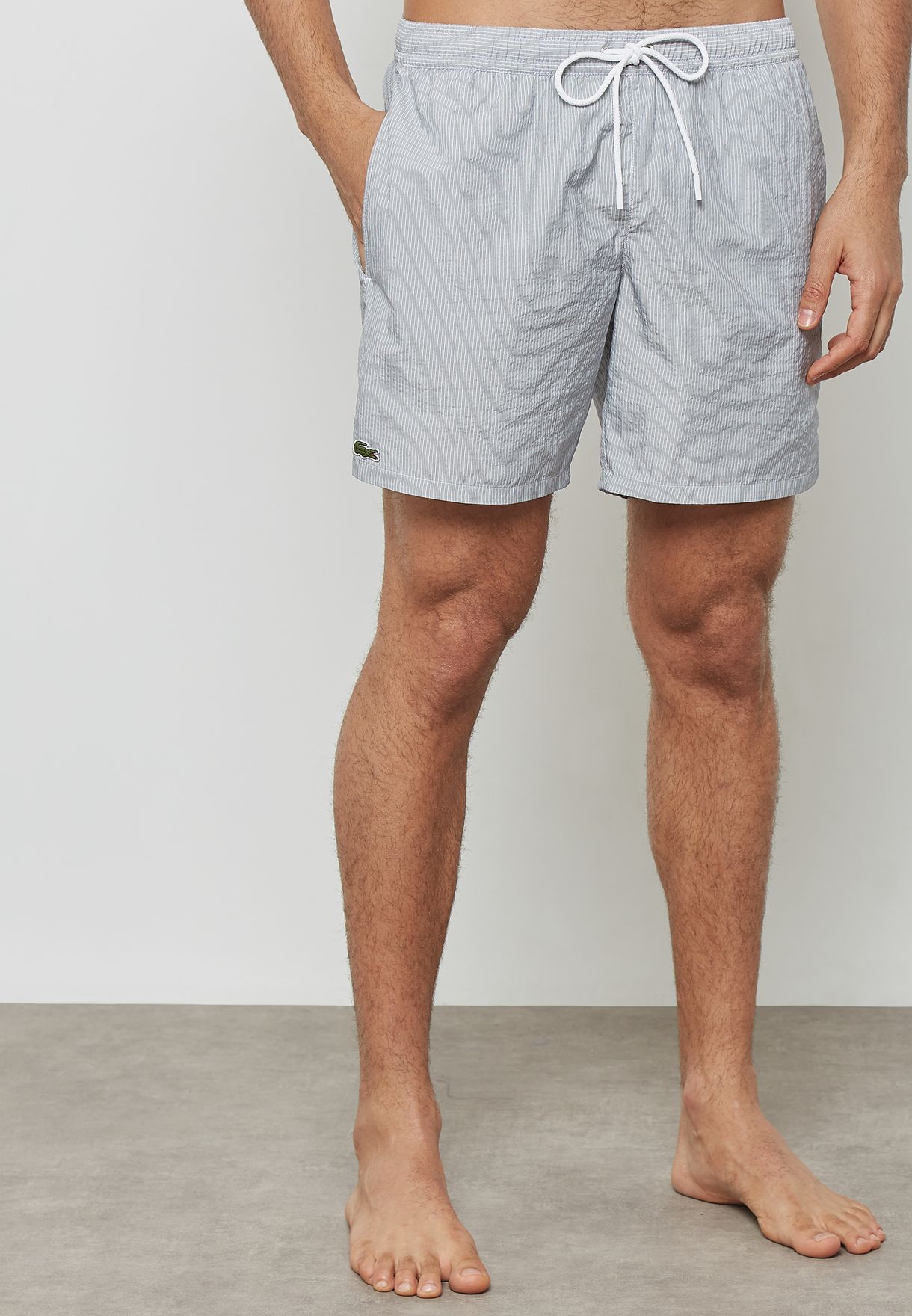 lacoste seersucker swim shorts