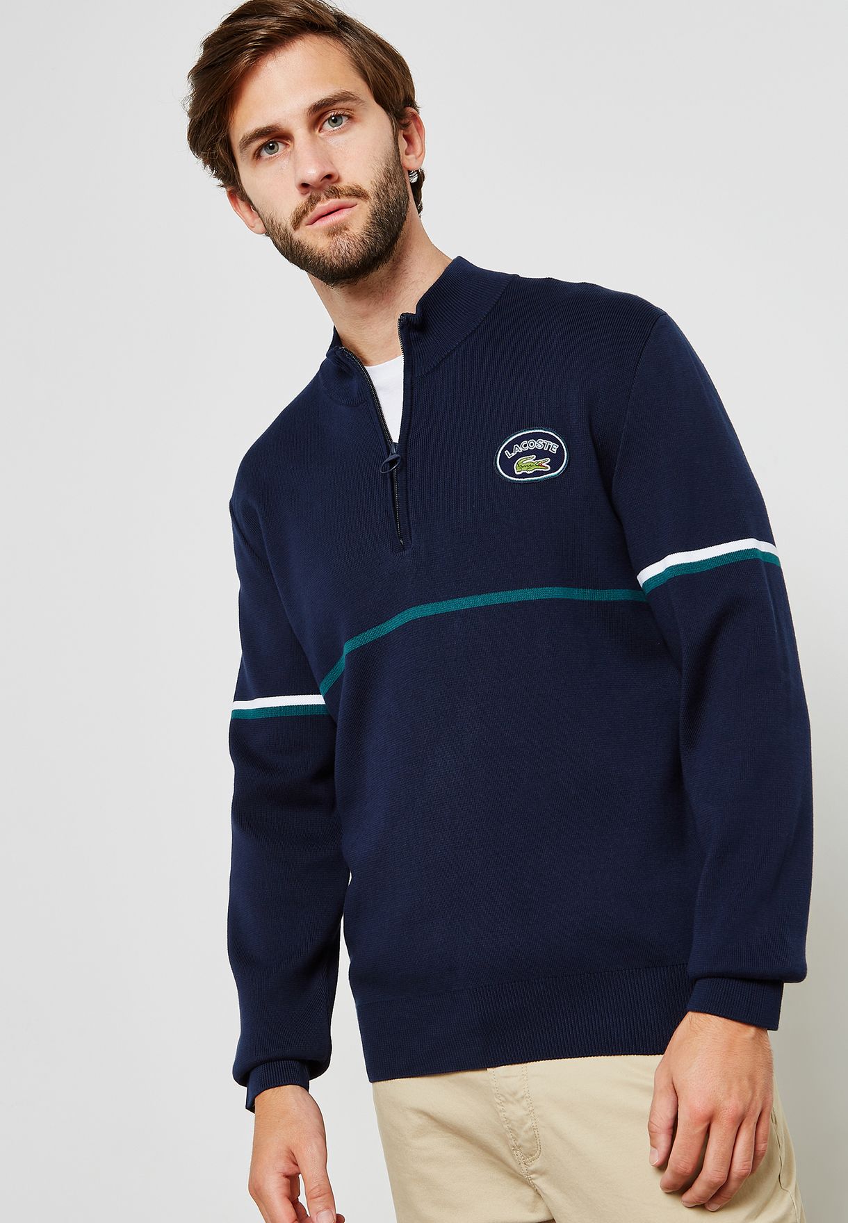 lacoste zip up polo