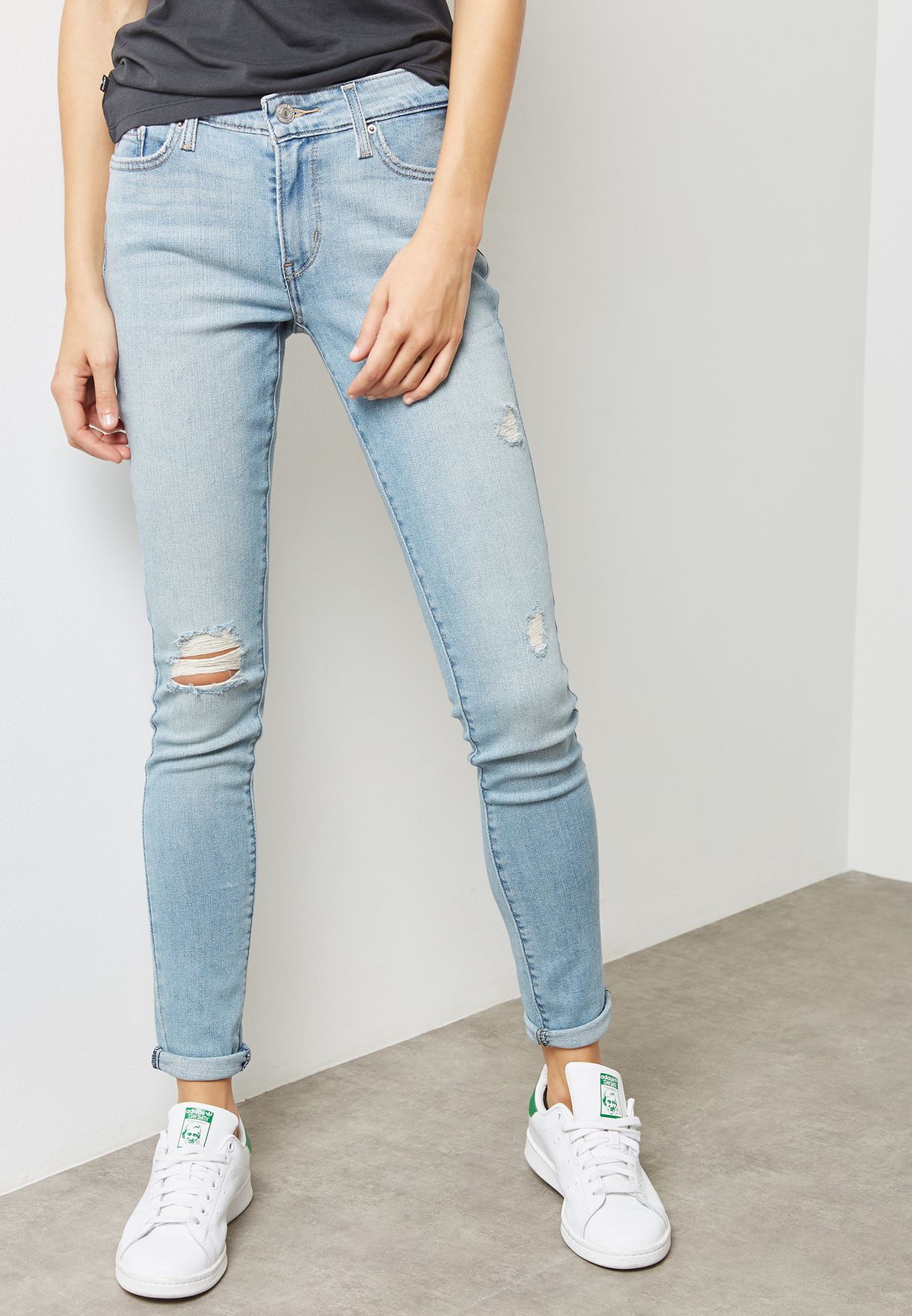 levi's 711 ripped skinny jeans