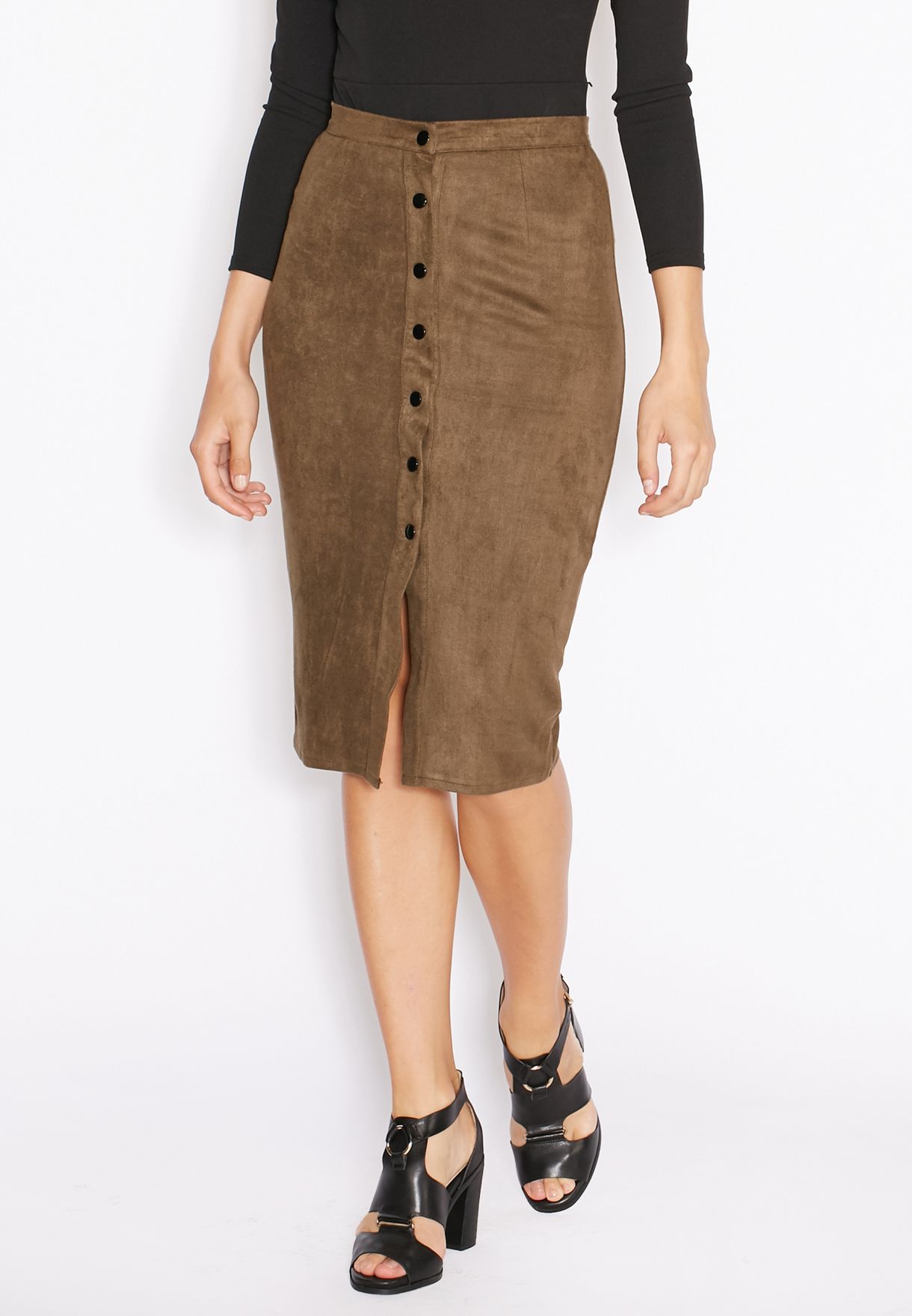 suedette midi skirt