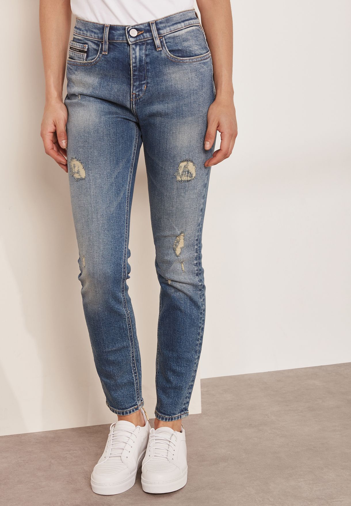 calvin klein ripped skinny jeans