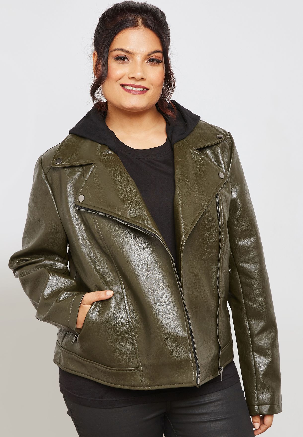 forever 21 green leather jacket