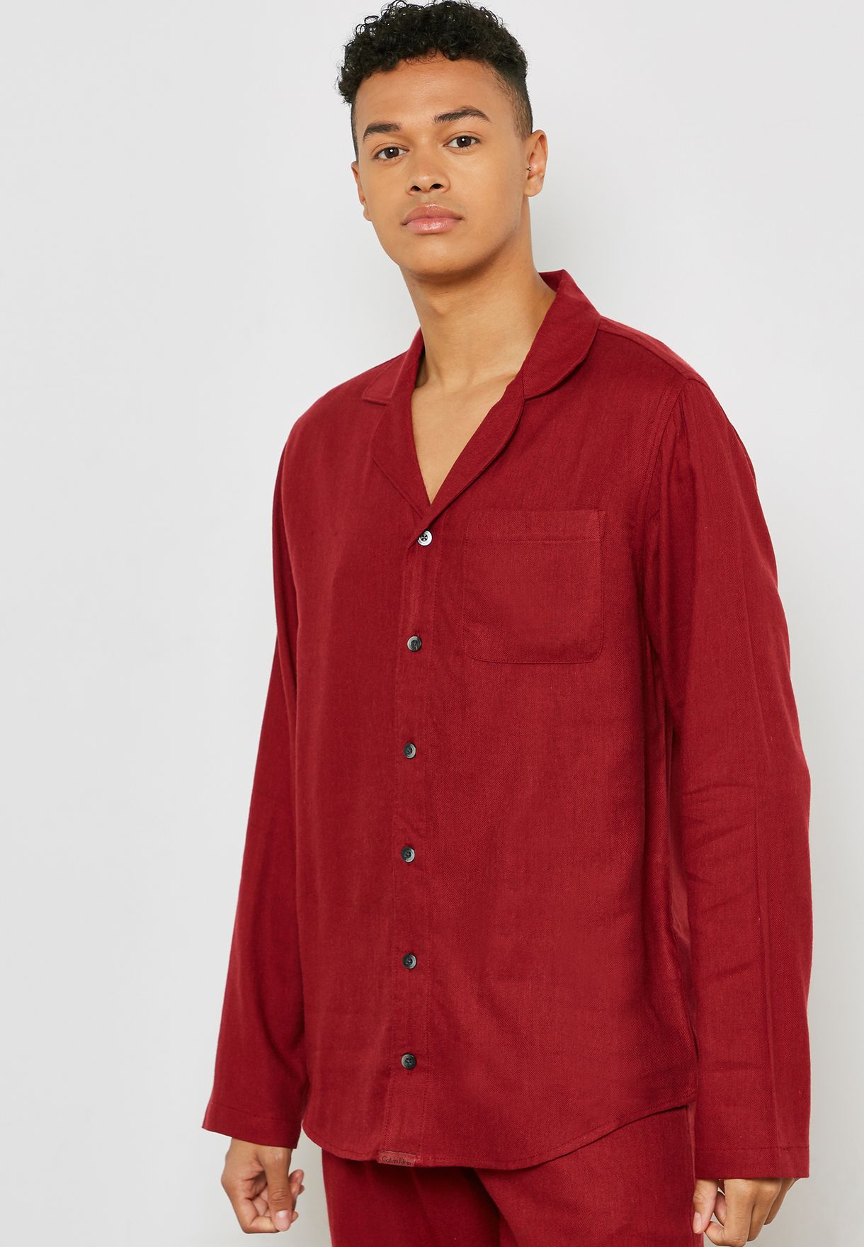 Buy Calvin Klein burgundy Essential Nightwear Shirt for Men in MENA,  Worldwide