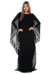 Buy Hayas Closet black Lace Trim Kimono Abaya for Women in MENA, Worldwide