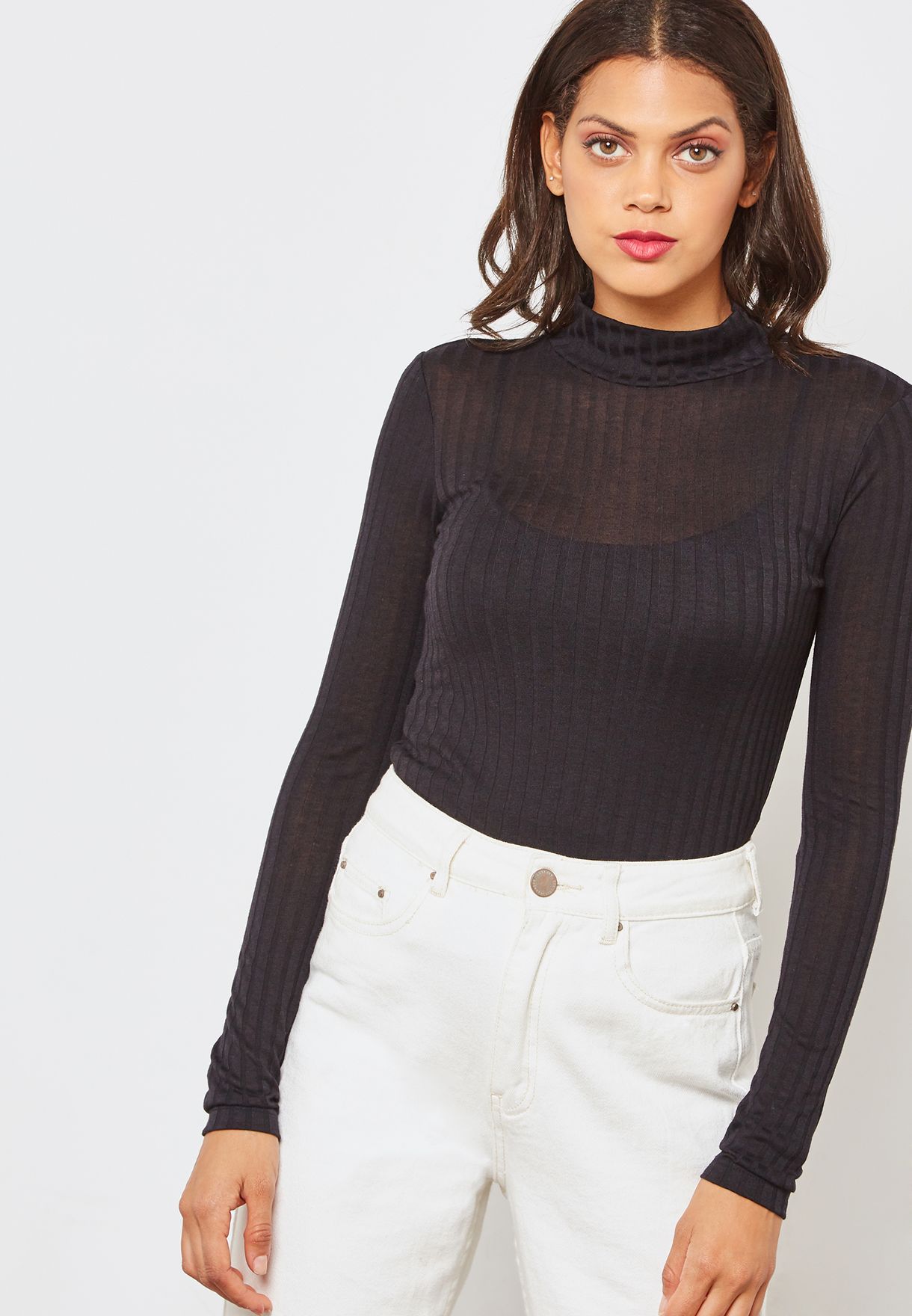 Buy Topshop black High Neck Long Sleeve Sweater for Women in MENA ...